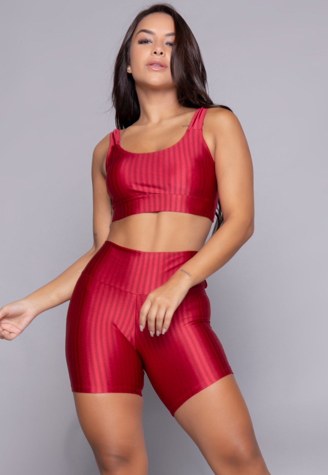 Conjunto Fitness Vekyo Top Bojo Removível e Short New Zig 3D Vermelho