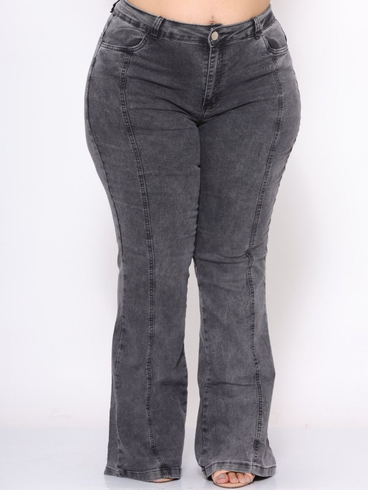 Calça Feminina Flare Plus Size Cinza Grafite