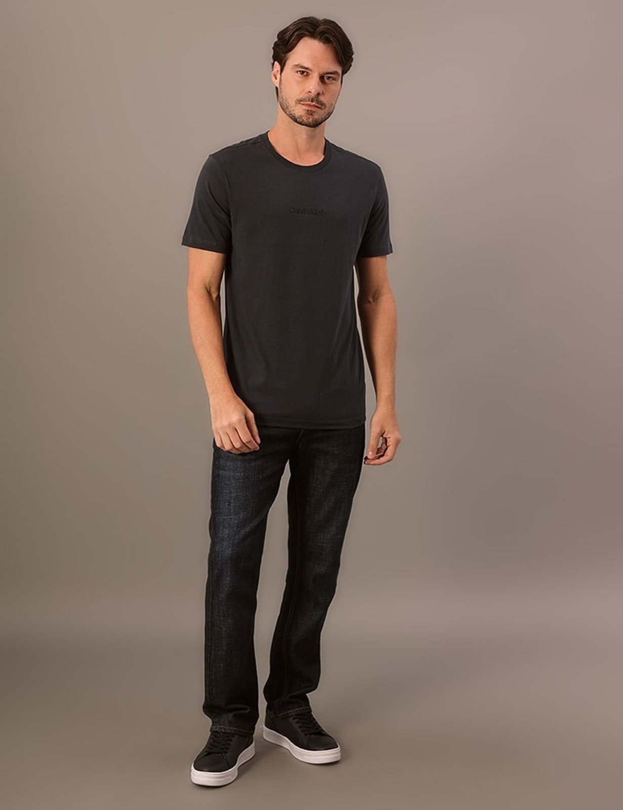 Camiseta Manga Curta Calvin Klein Masculino Calvin Klein Bordado - Marinho Calvin Klein Jeans