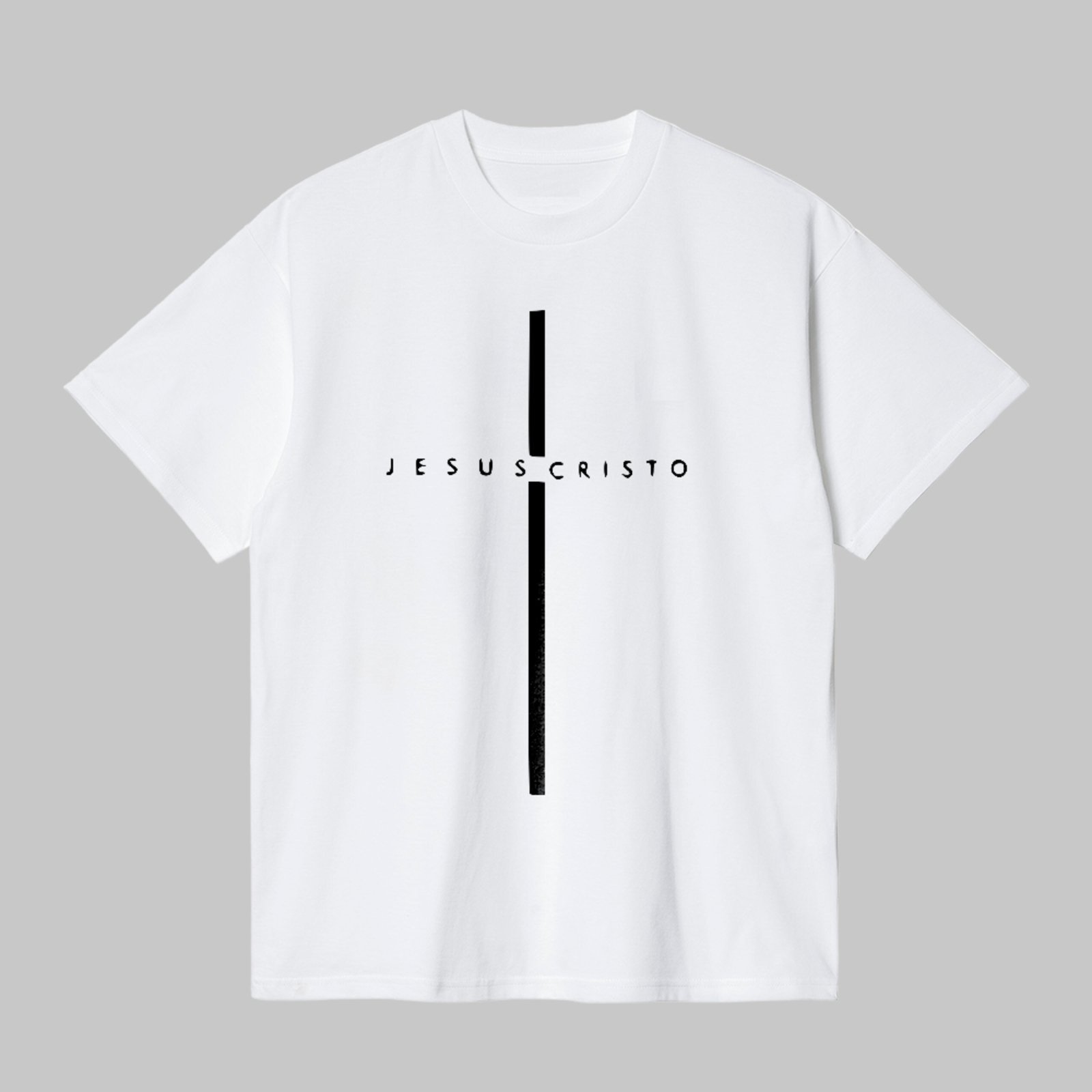 Camiseta Básica Camiseta Básica Jesus Cristo Fé Cristã Minimalista Unissex Branco