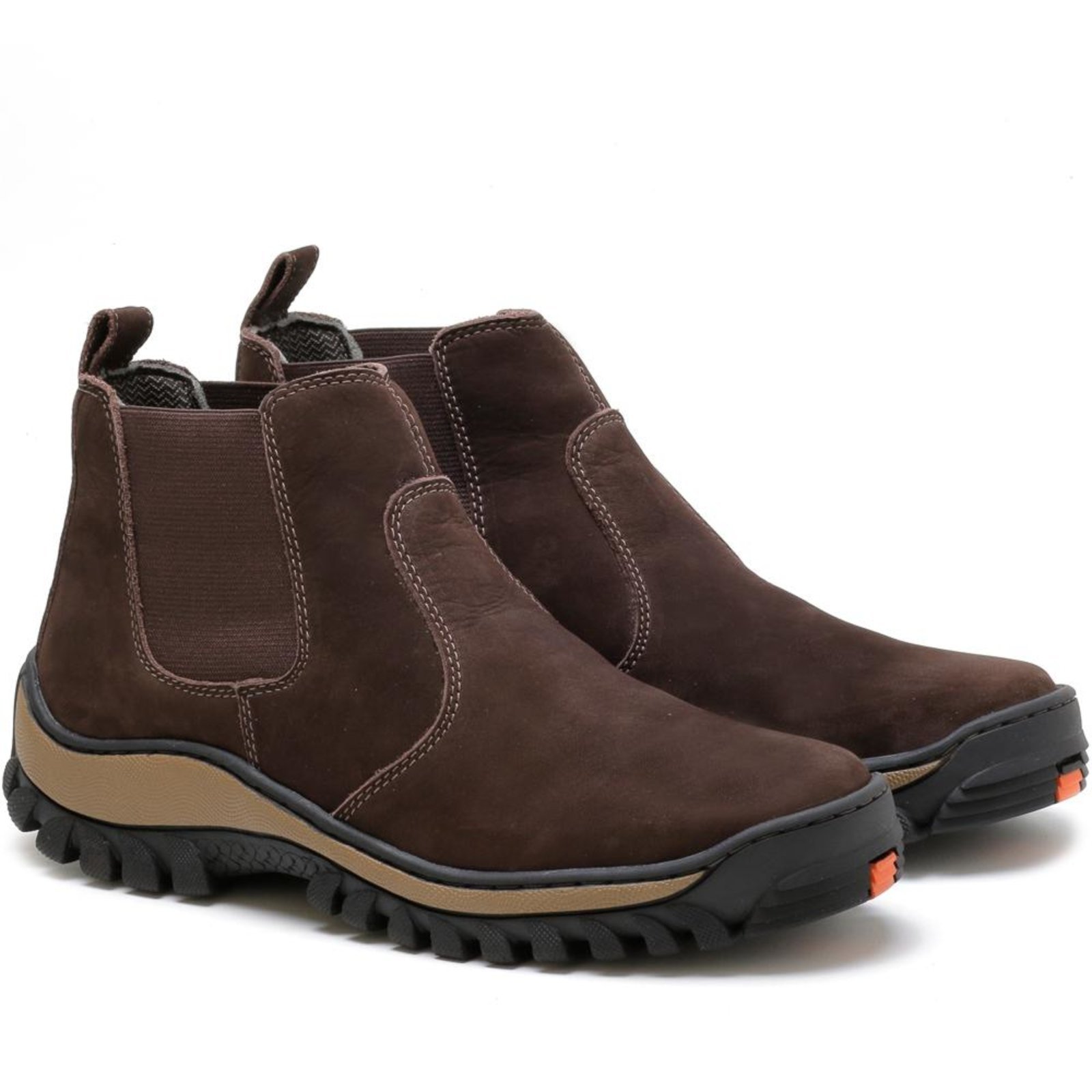 Bota Chelsea Masculina Couro Elástico Moderno Versátil Macio Café 37 Café