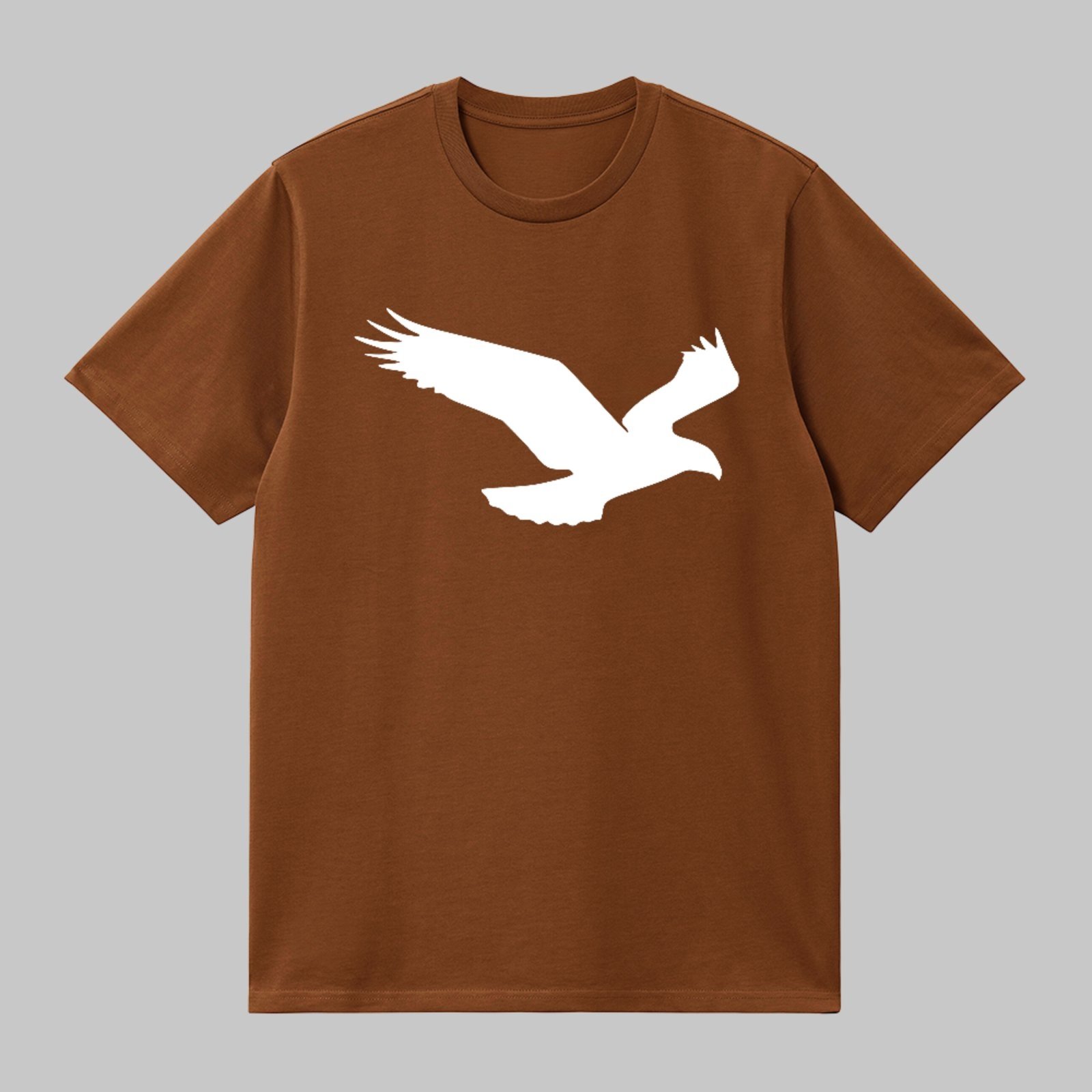 Camiseta Básica Águia Minimalista Estilo Street Fashion Marrom