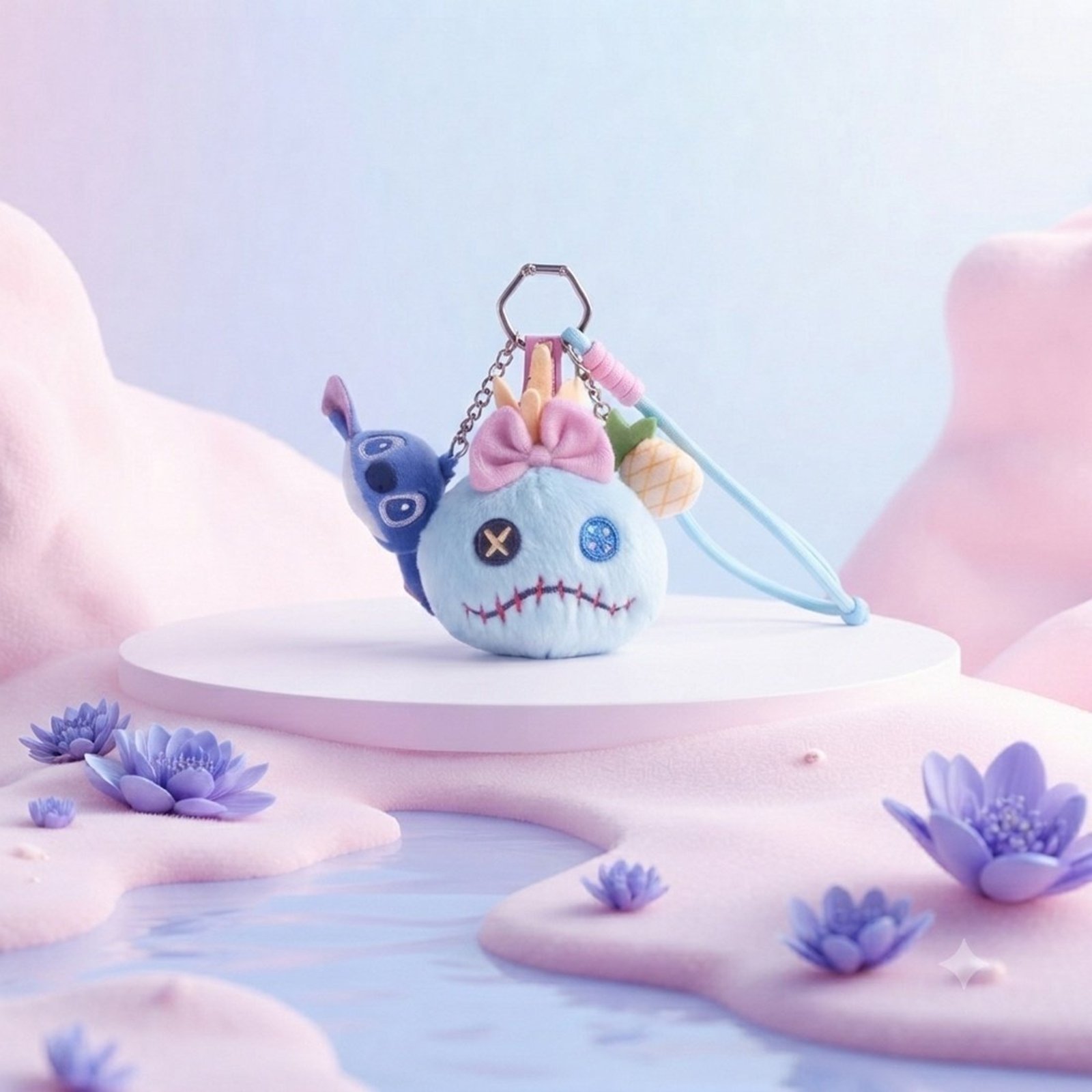 Infantil - Pelúcia Scrump Stitch Macio Chaveiro Disney