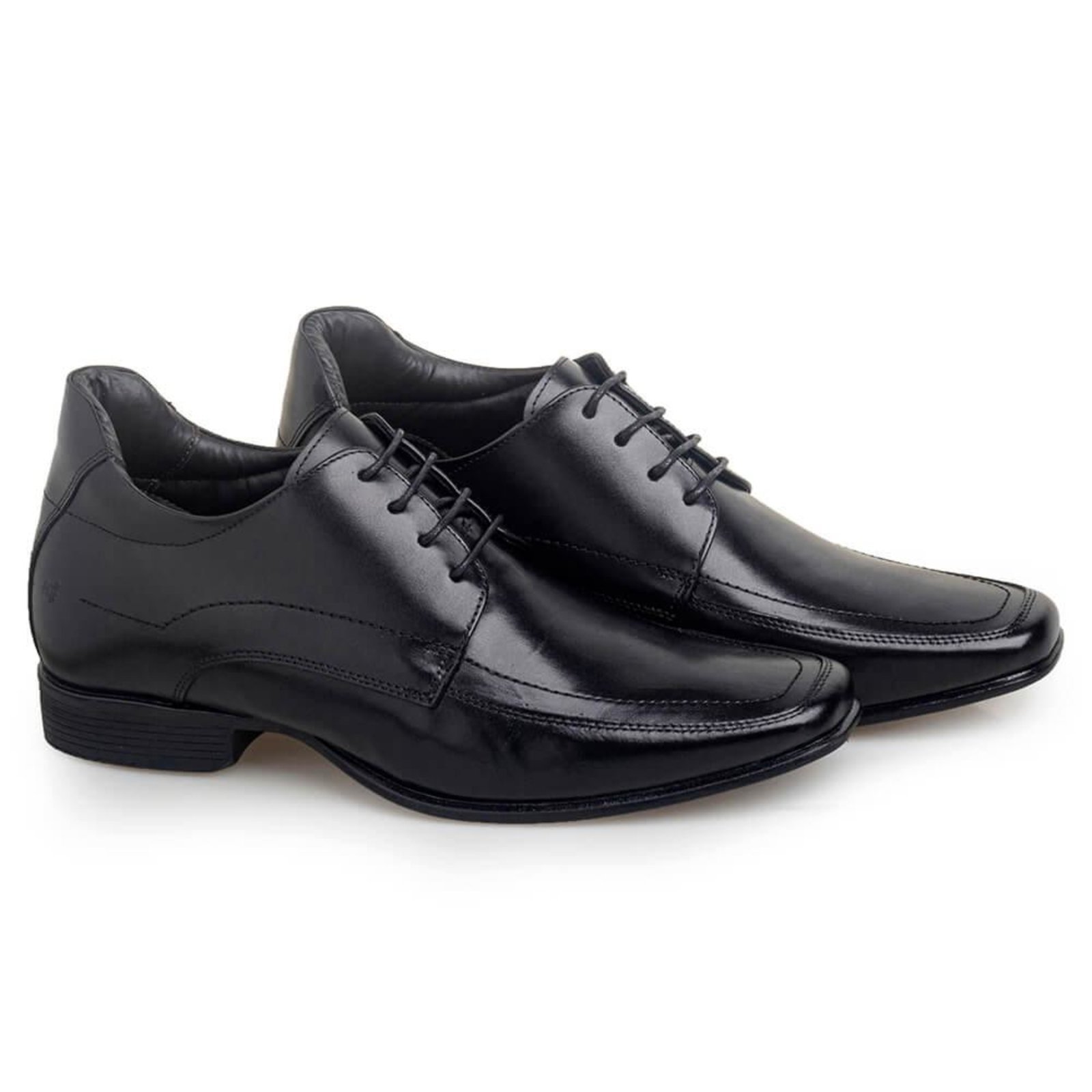 Sapato Masculino Social Couro Legitimo Salto Interno 7cm Preto