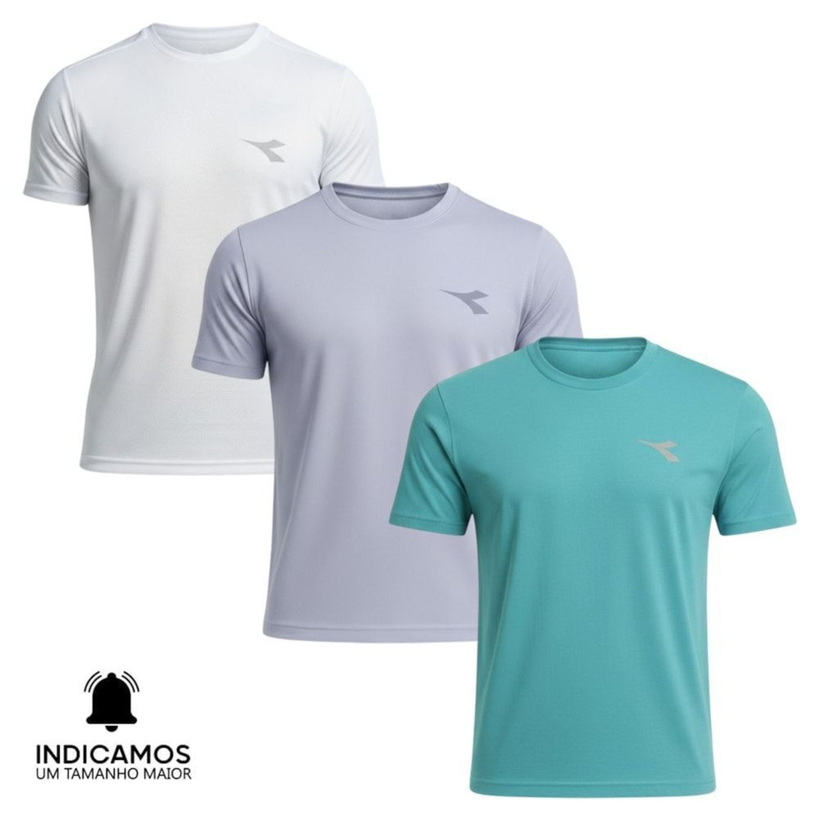 Kit 3 Camisetas Diadora Small Logo Masculina - Cinza - diadora