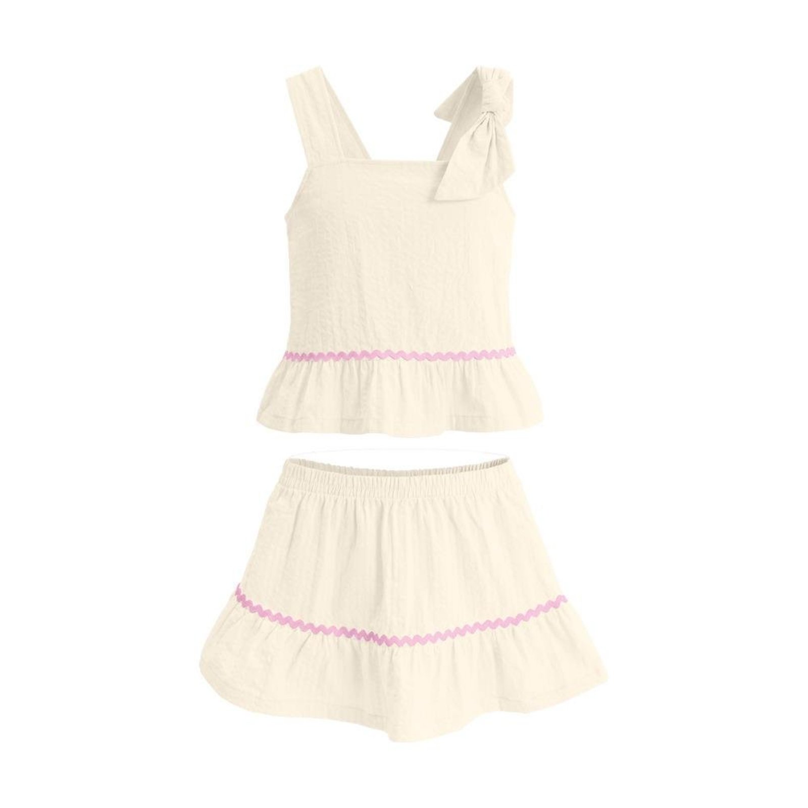 Infantil - Conjunto Feminino Blusa Laço Saia Brandili Off White 1 Off-white