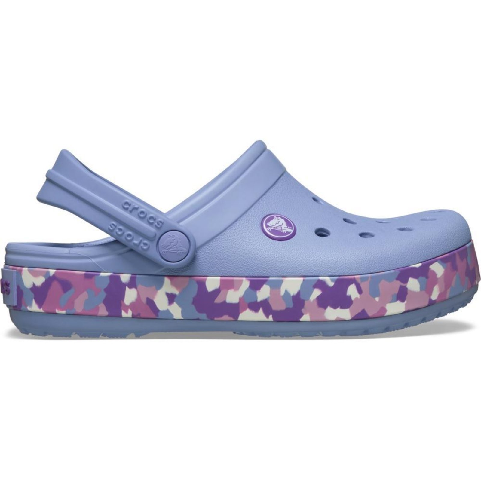 Vista 2 Infantil - Sandália Crocs Crocband Glow Confetti Band Clog K Blue Haze/Multi Azul azul blue Crocs azul blue