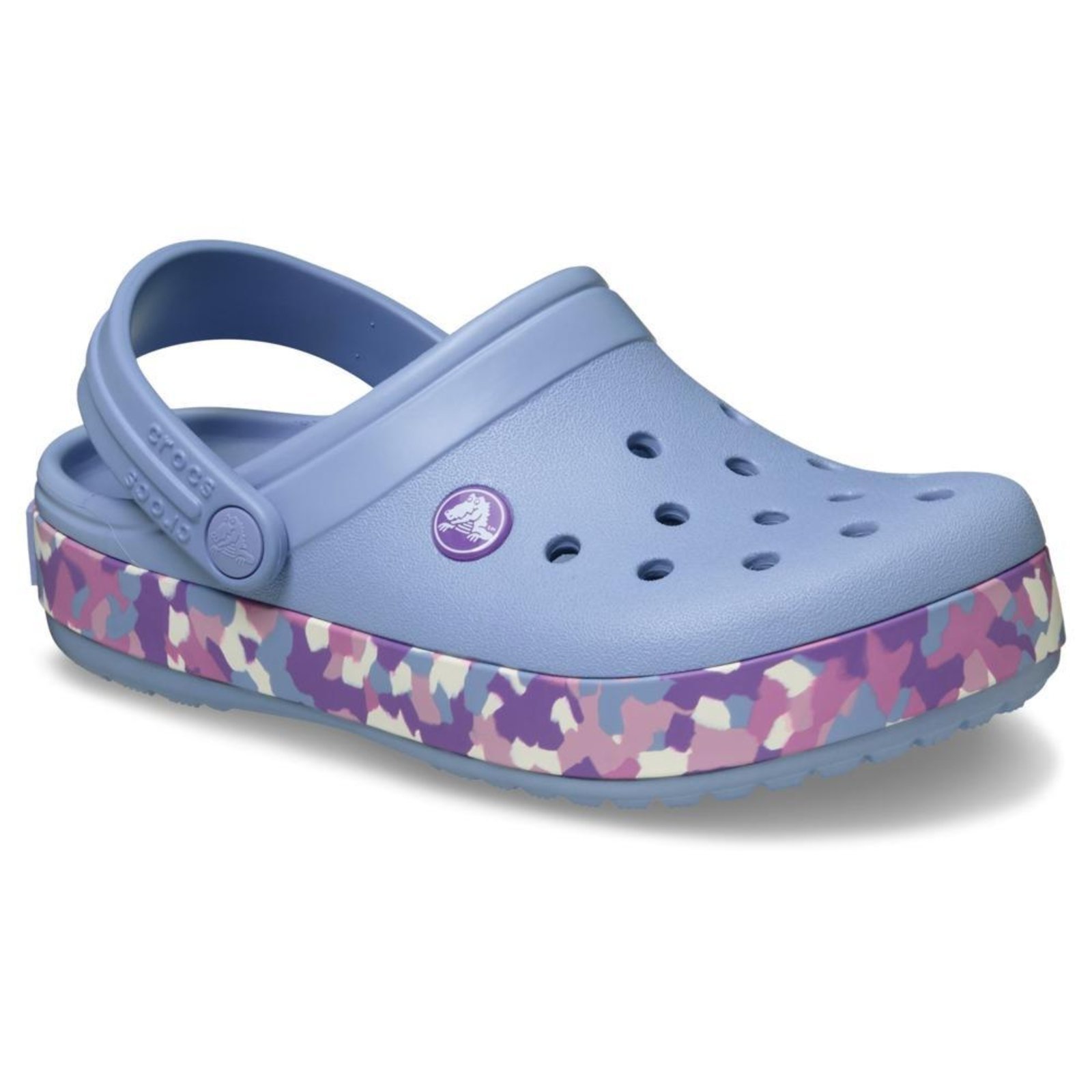 Vista 3 Infantil - Sandália Crocs Crocband Glow Confetti Band Clog K Blue Haze/Multi Azul azul blue Crocs azul blue