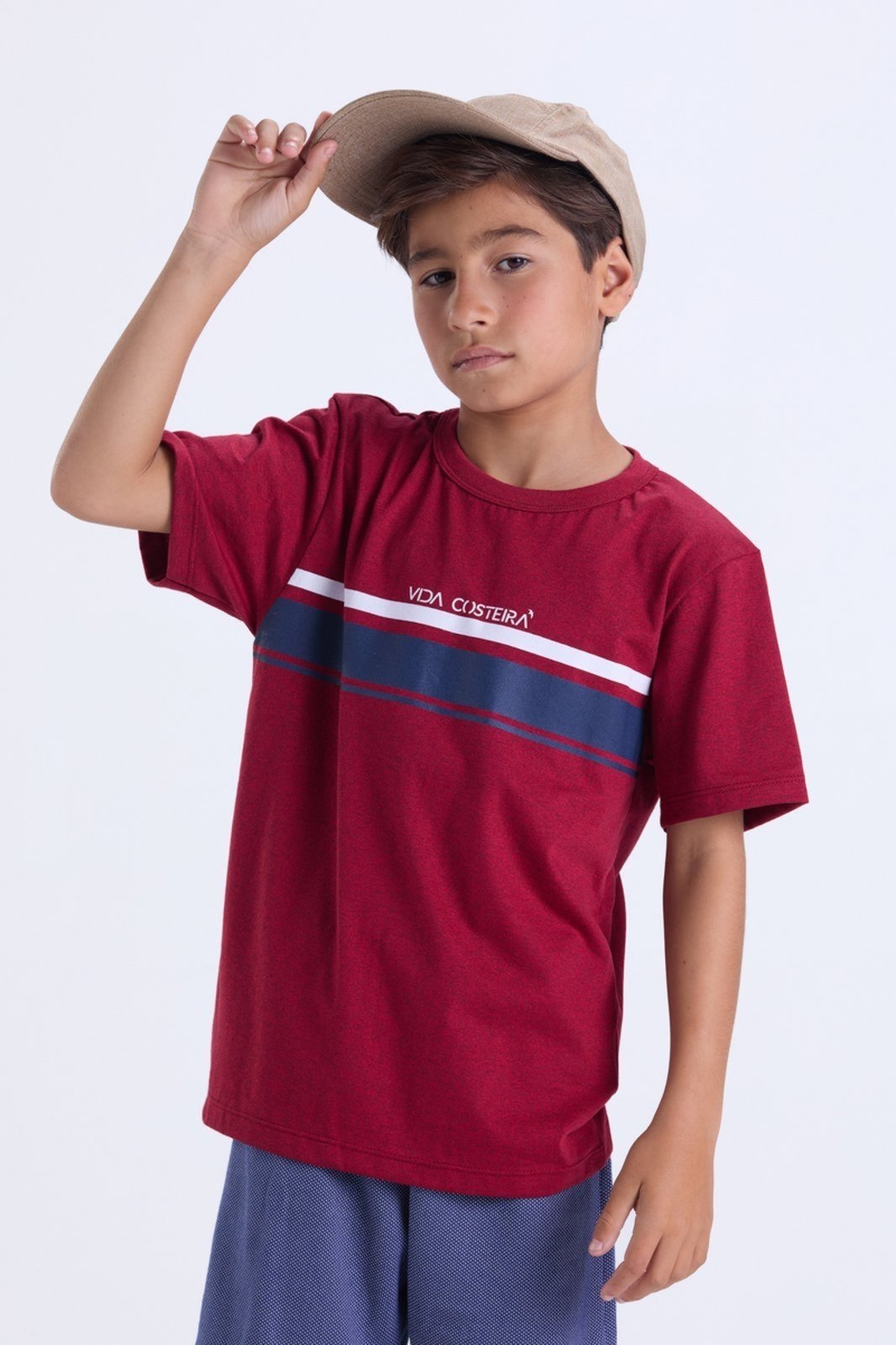 Vista 3 Infantil - Conjunto Masculino de Verão Moulineblack Linhas VIDA COSTEIRA bordô VIDA COSTEIRA bordô