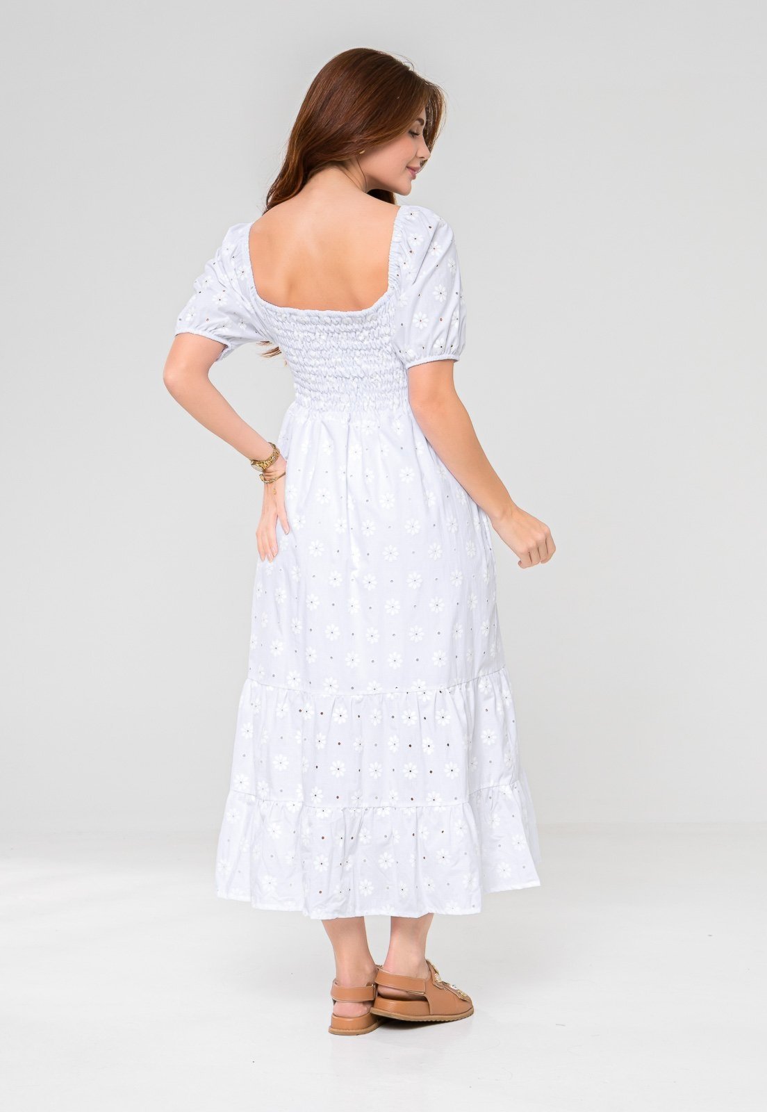 Vista 3 Vestido Aura Miranda Laise Luzente branco branco