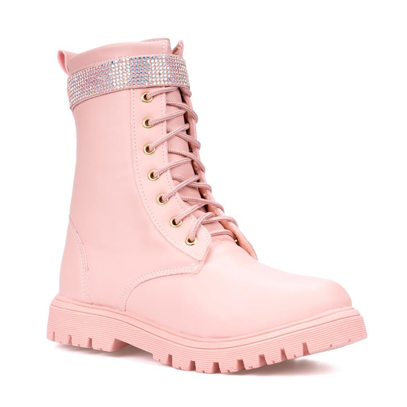 Infantil – Bota Coturno Menina Cano Alto Longo Tira De Strass