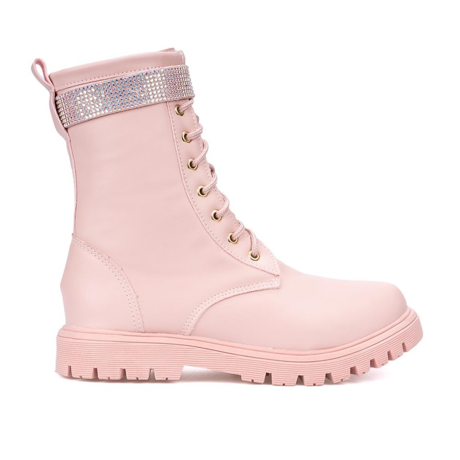 Vista 3 Infantil - Bota Coturno Menina Cano Alto Longo Tira De Strass Menina Fashion rosa Menina Fashion rosa