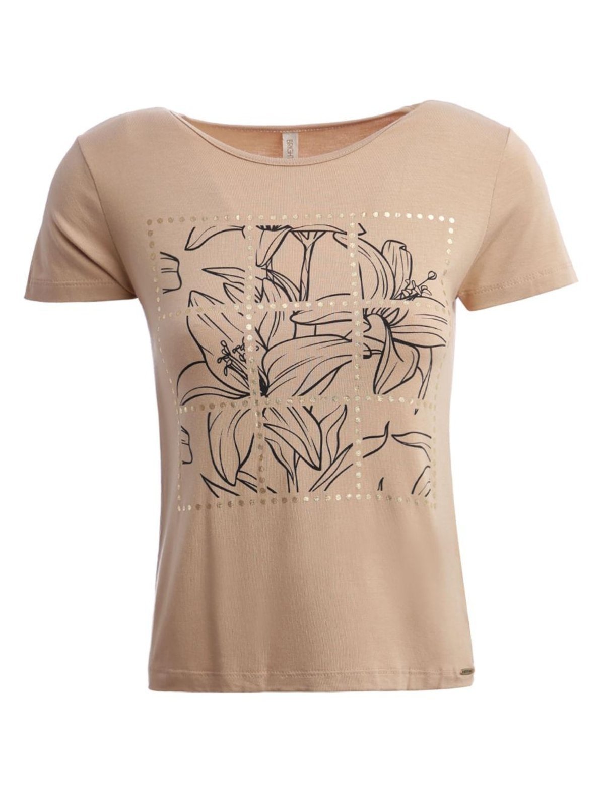 Vista 2 Blusa Estampada Manga Curta Feminina Bright Girl'S bege Bright Girl'S bege