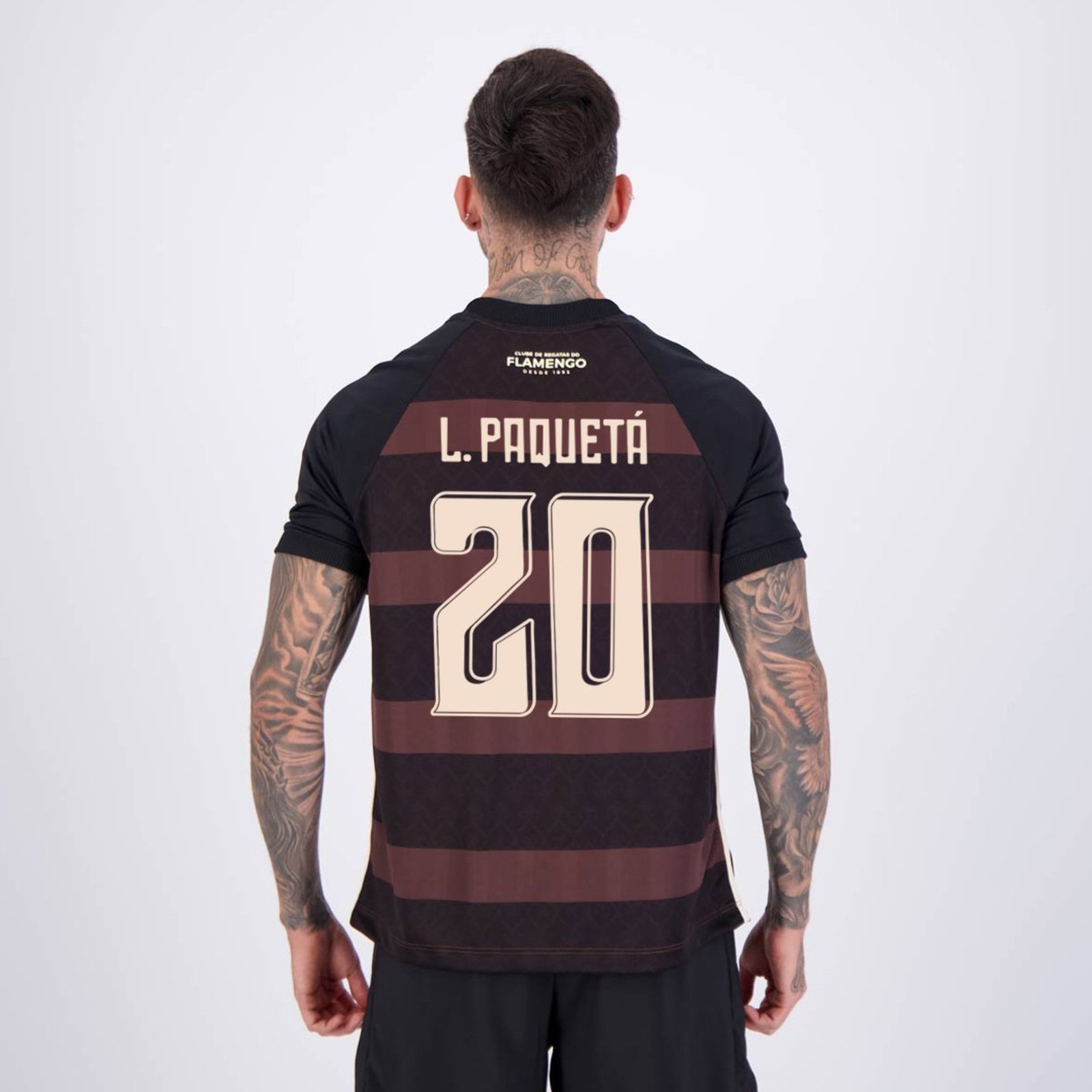Camisa Flamengo Consciência Negra Diamante 20 L. Paquetá Preta e Marrom