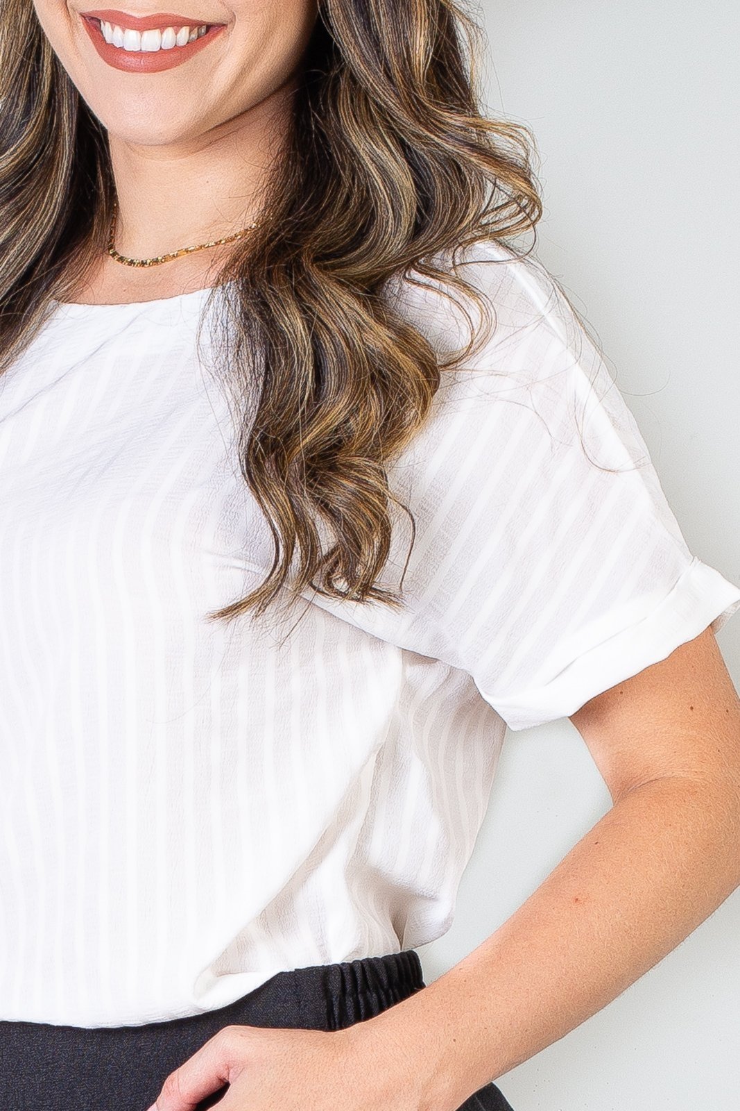 Vista 3 Blusa feminina manga curta 70892 - Off white Enluaze off-white white Enluaze off-white white