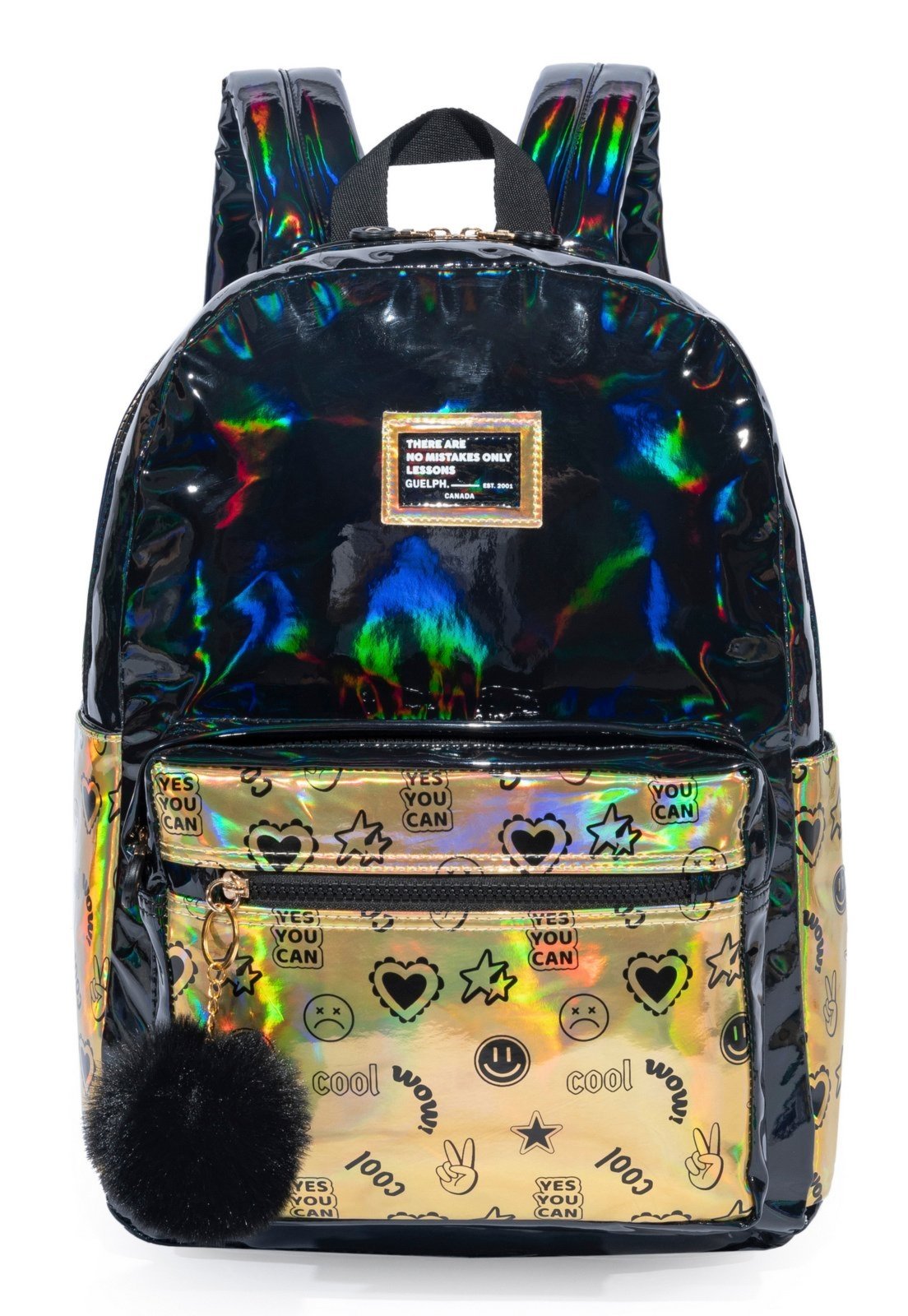 Vista 2 Infantil - Mochila Guelph Escolar Feminina Ampla dourado/preto GUELPH dourado/preto