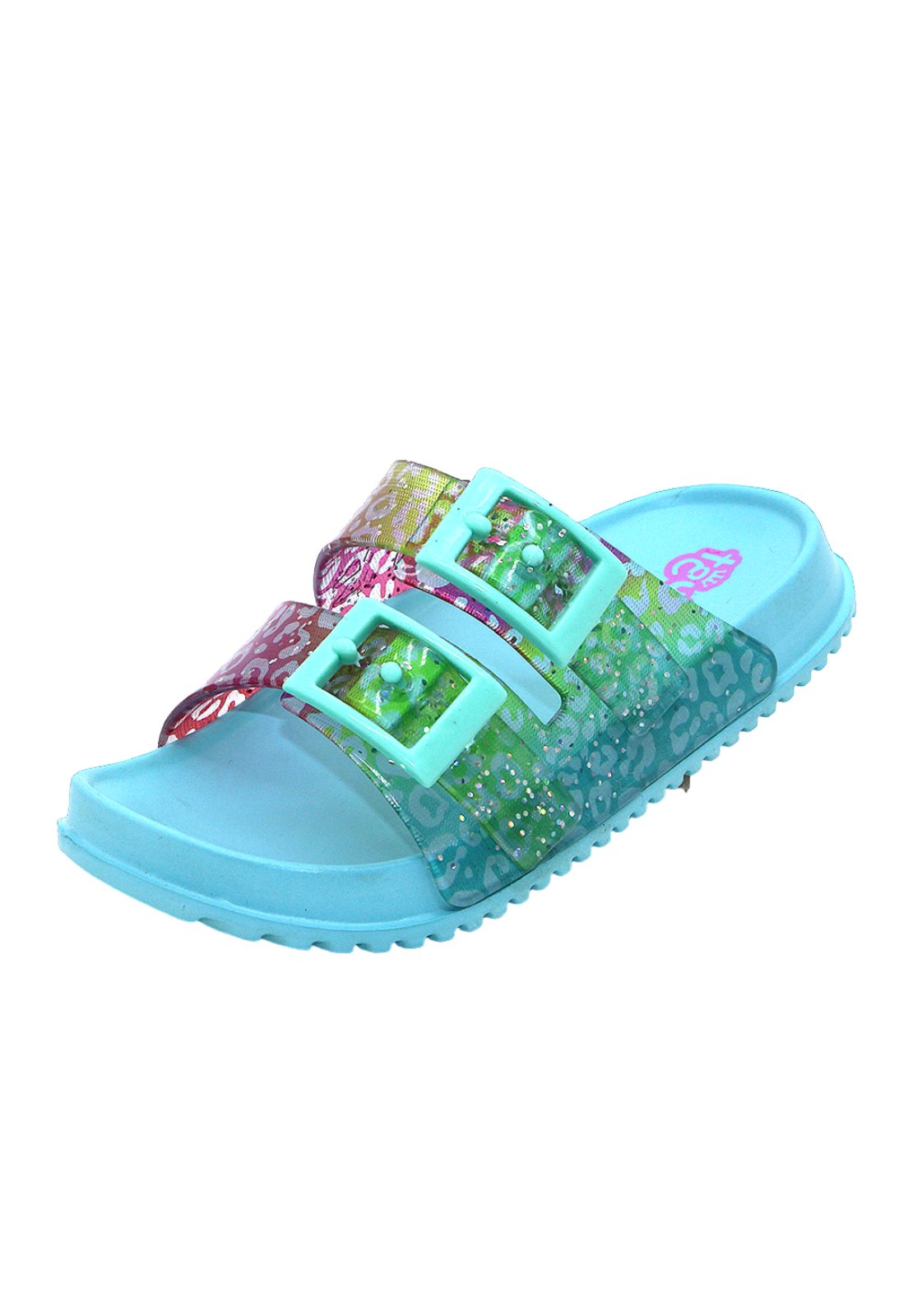 Infantil - Chinelo Plugt Menina Slide Fivelas Animal Print Magenta