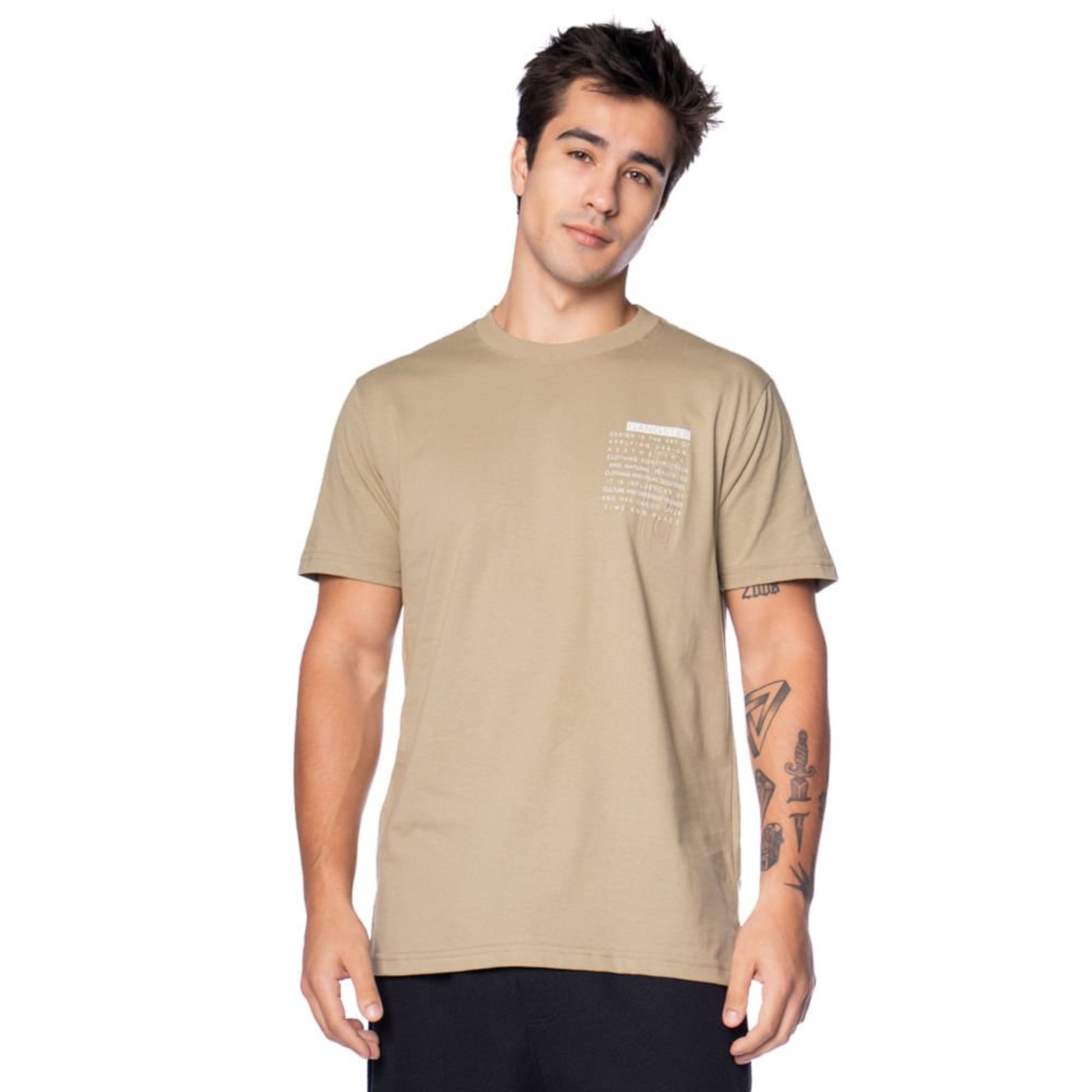 Camiseta Masculina Gangster Estampa Relevo Verde