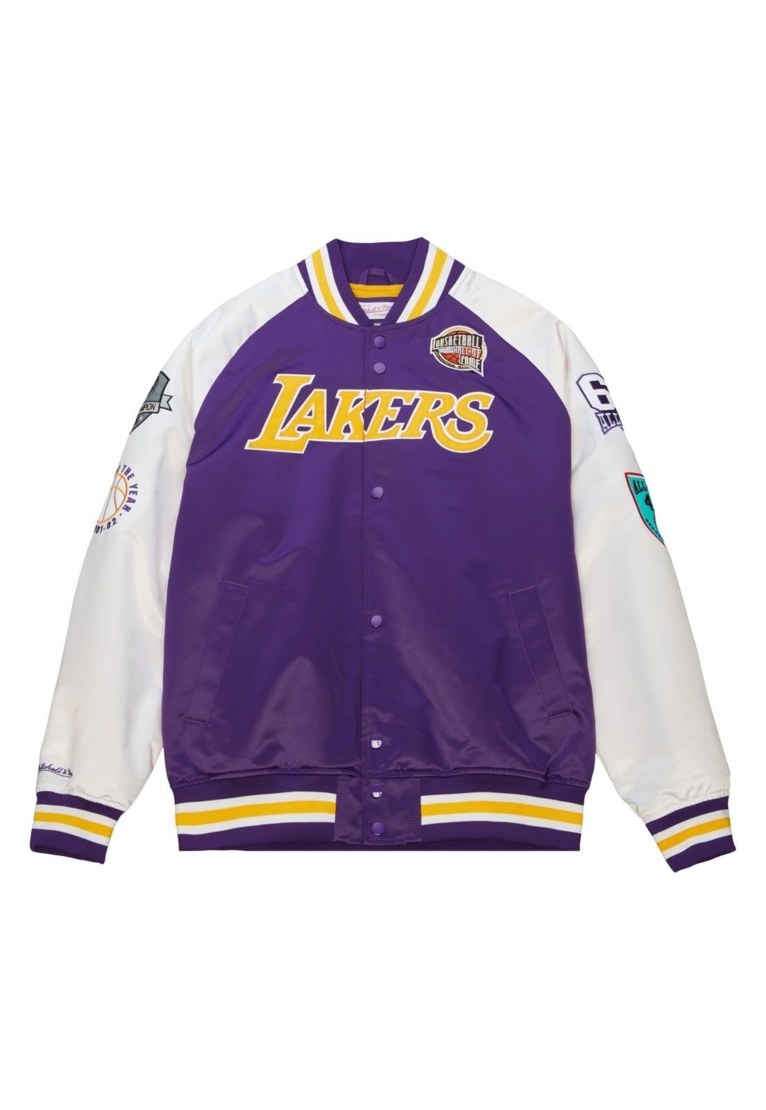Jaqueta Mitchell & Ness HOF N&N Satin Jacket Los Angeles Lakers Pau Gasol Roxa