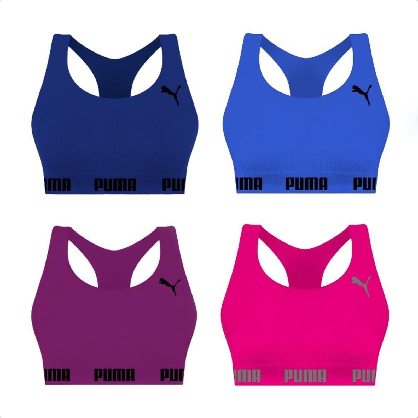 Kit 4 Tops Puma Nadador Sem Costura Rosa