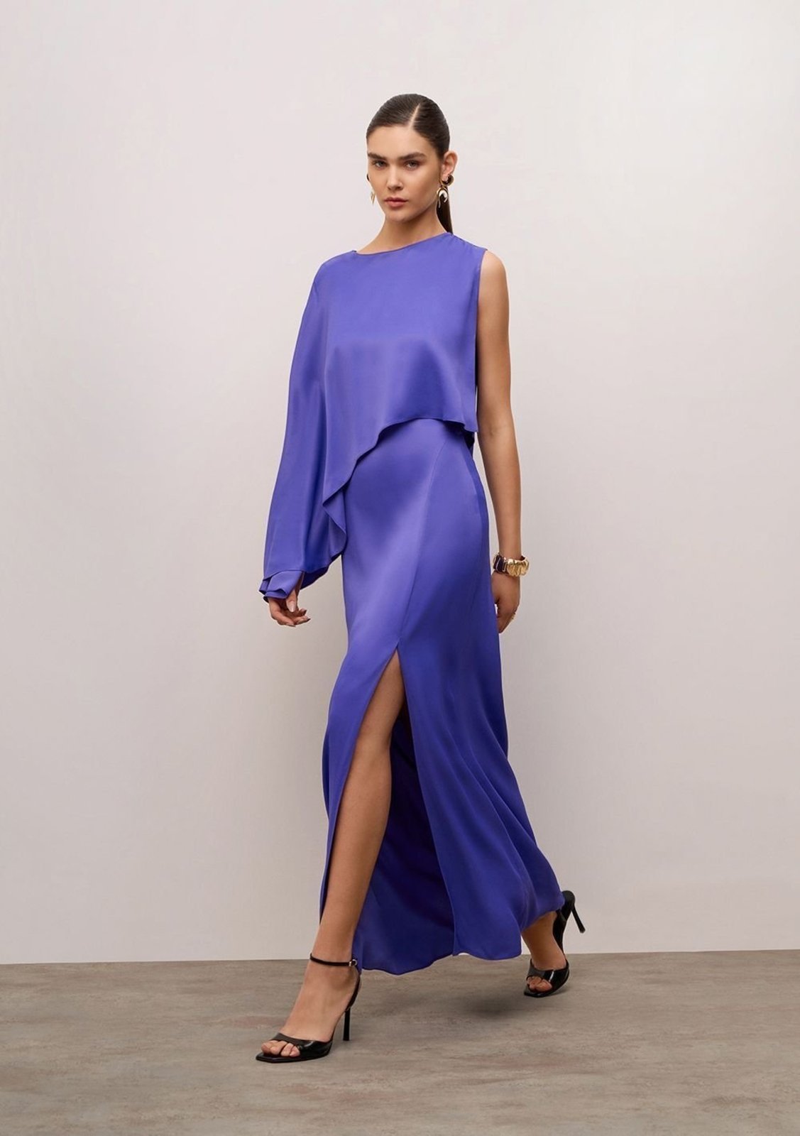 Vestido Iódice Solto Decote Careca Sem Manga Longo - Azul