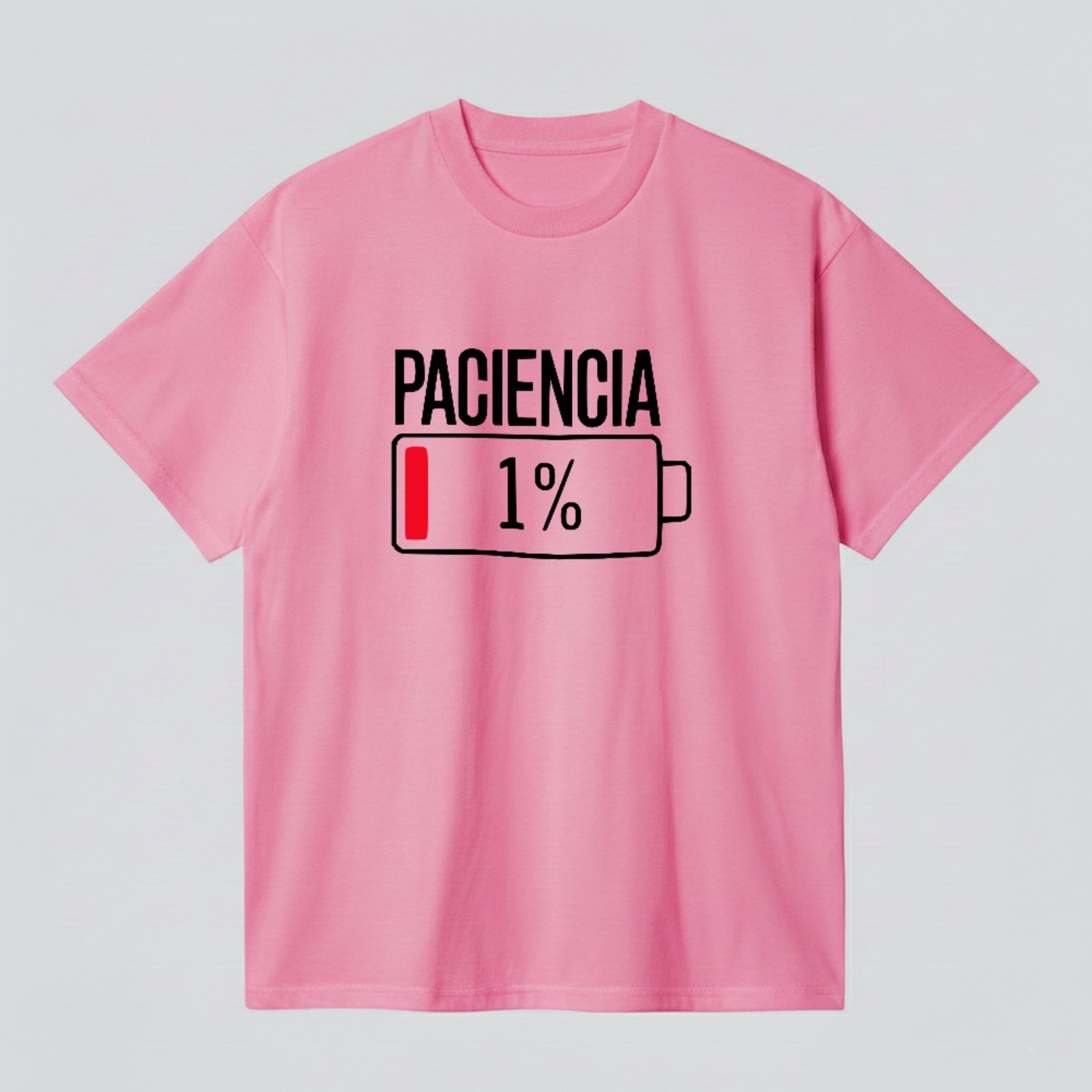Camiseta Básica Sem Paciência Estampa Divertida Unissex Rosa