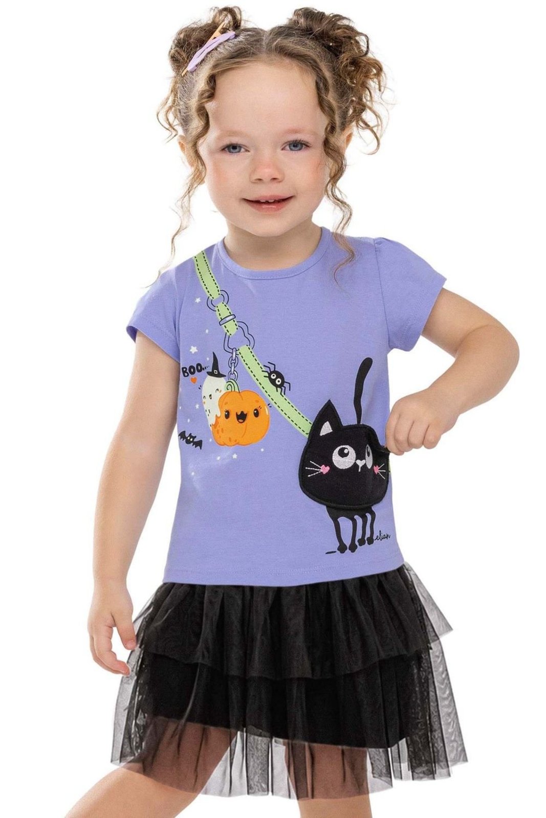 Infantil - Conjunto Menina Fantasia Gato Elian Lilás