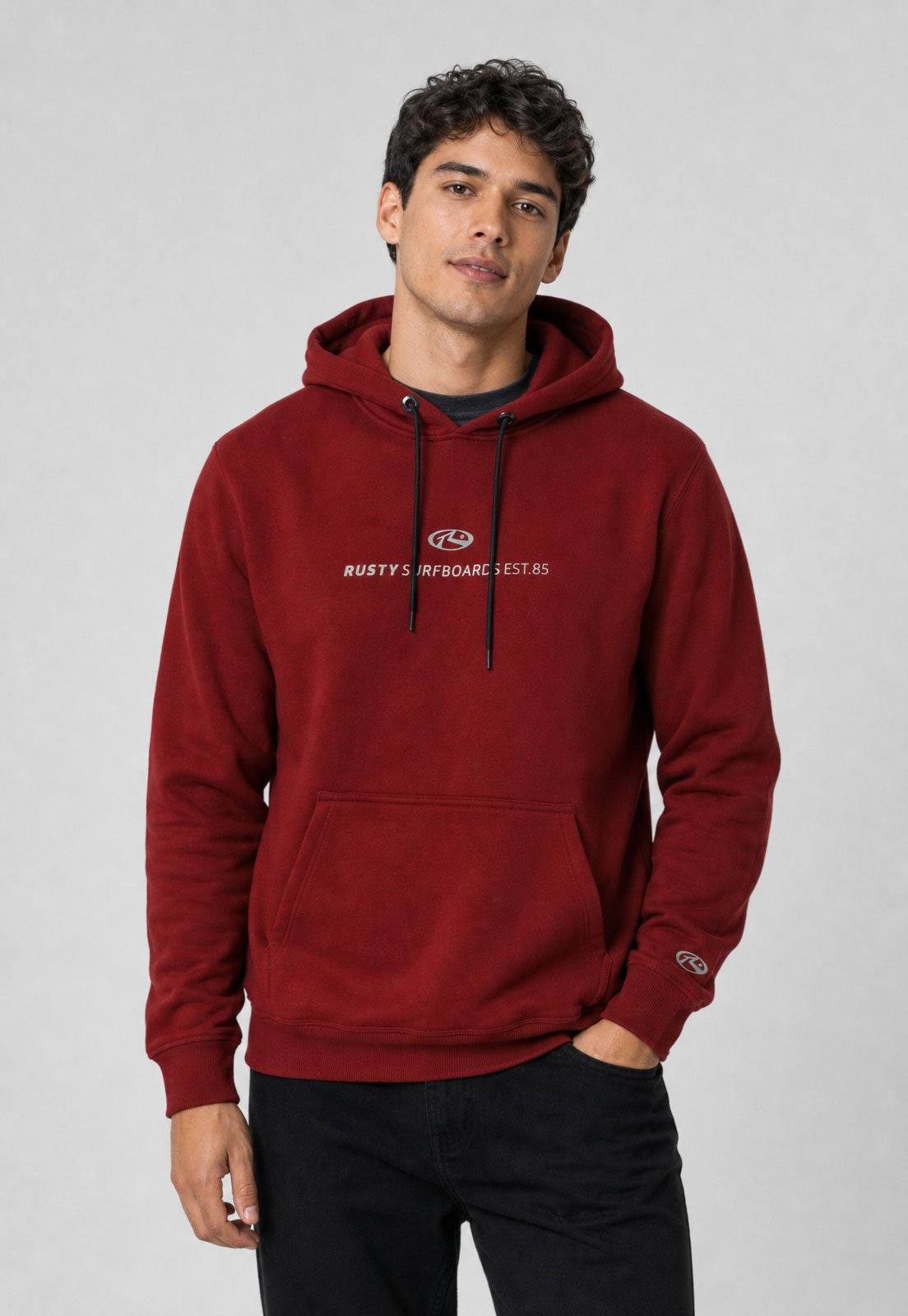 Blusa de Moletom Masculina Rusty Capuz Bordô