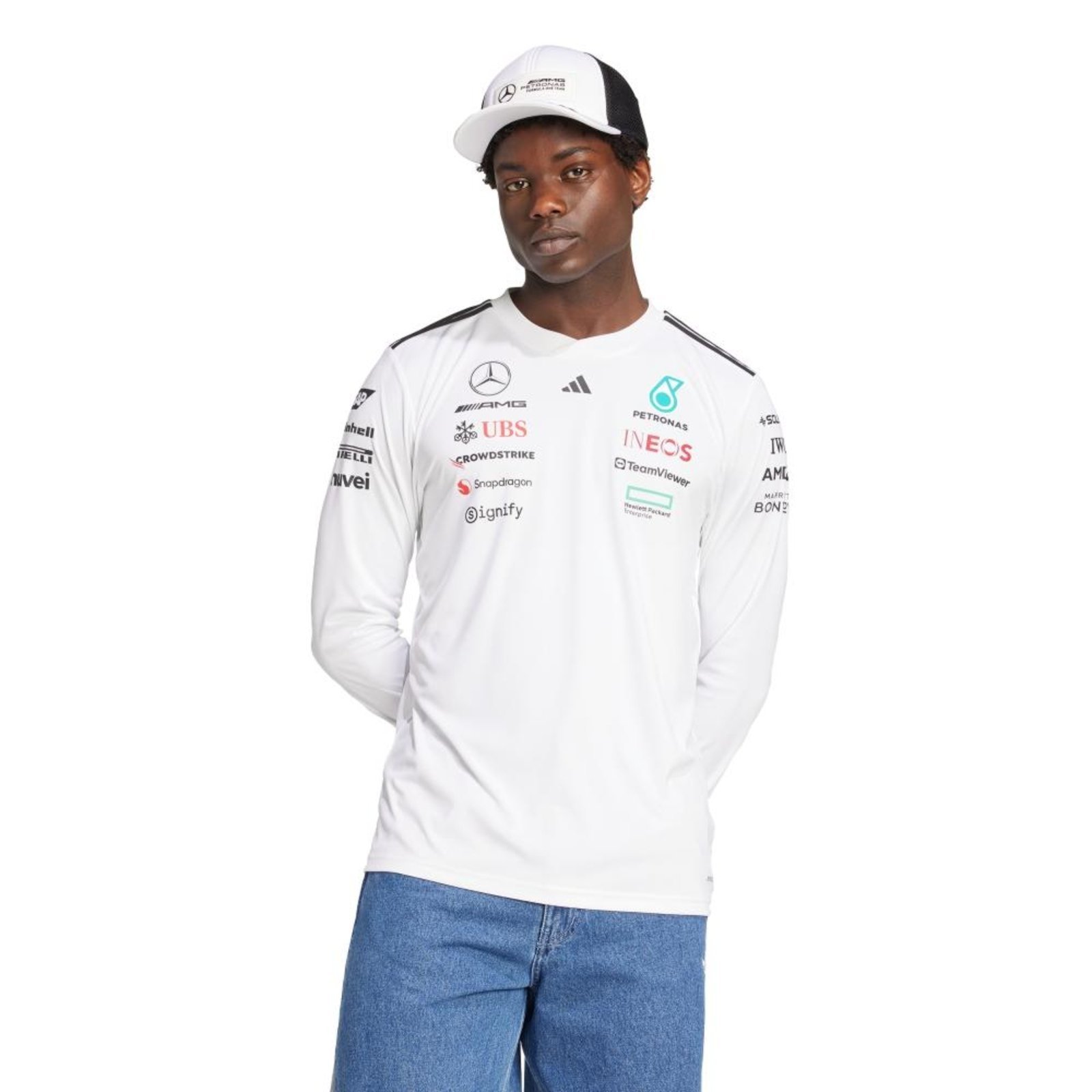Camisa Manga Longa Mercedes – AMG Petronas Fórmula One Team White Driver adidas Performance Branco