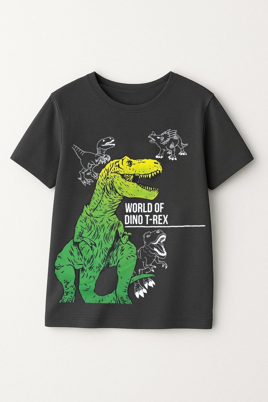 Vista 2 Infantil - Camiseta Masculina Algodão Chumbo - Dinossauro Babei no Look grafite Babei no Look grafite