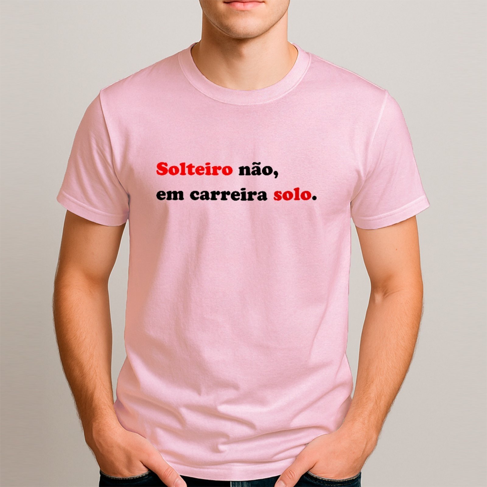Vista 3 Camiseta Ousy Básica Carreira Solo Humor Meme Solteiro Carnaval Unissex rosa ousy rosa