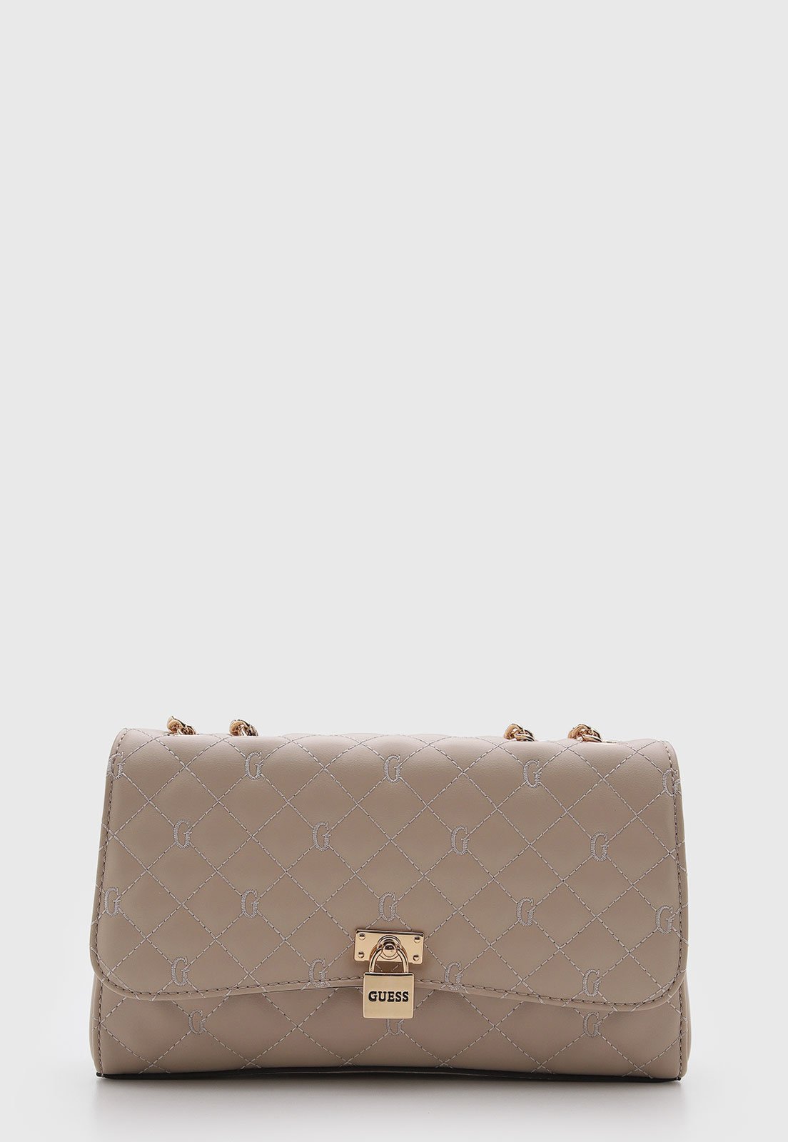 Bolsa Feminina Guess Matelassê Alça Corrente Bege