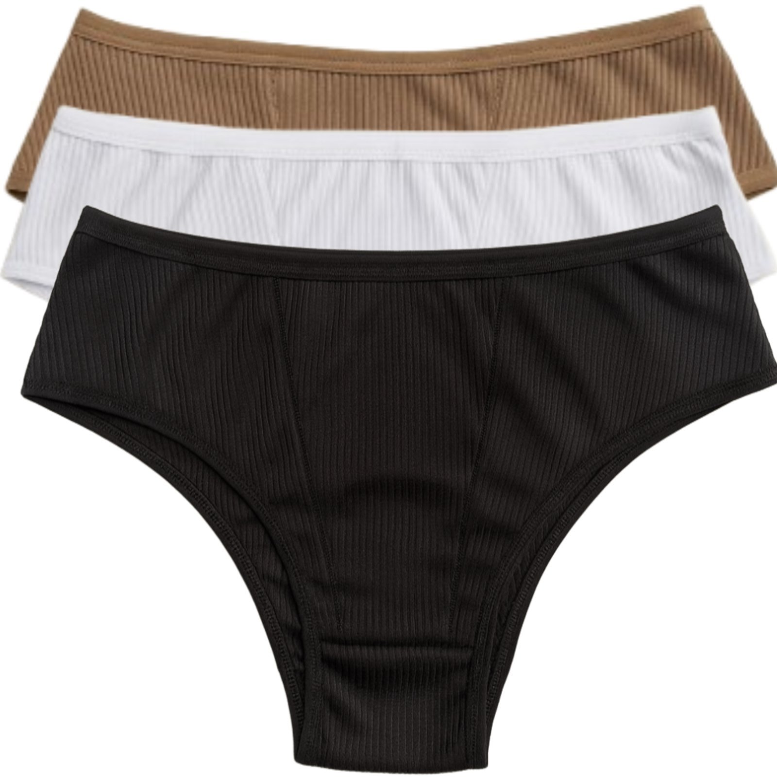 Kit 3 Calcinhas Básica Reflexo Íntimo Tanga Tecido Canelado Lingerie Uso Diário Multicolorido