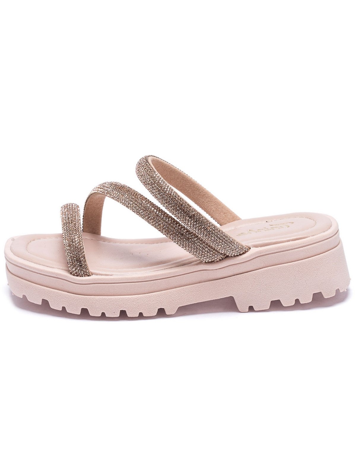 Infantil – Sandália Feminina Tininha Tamanco Papete Strass Nude