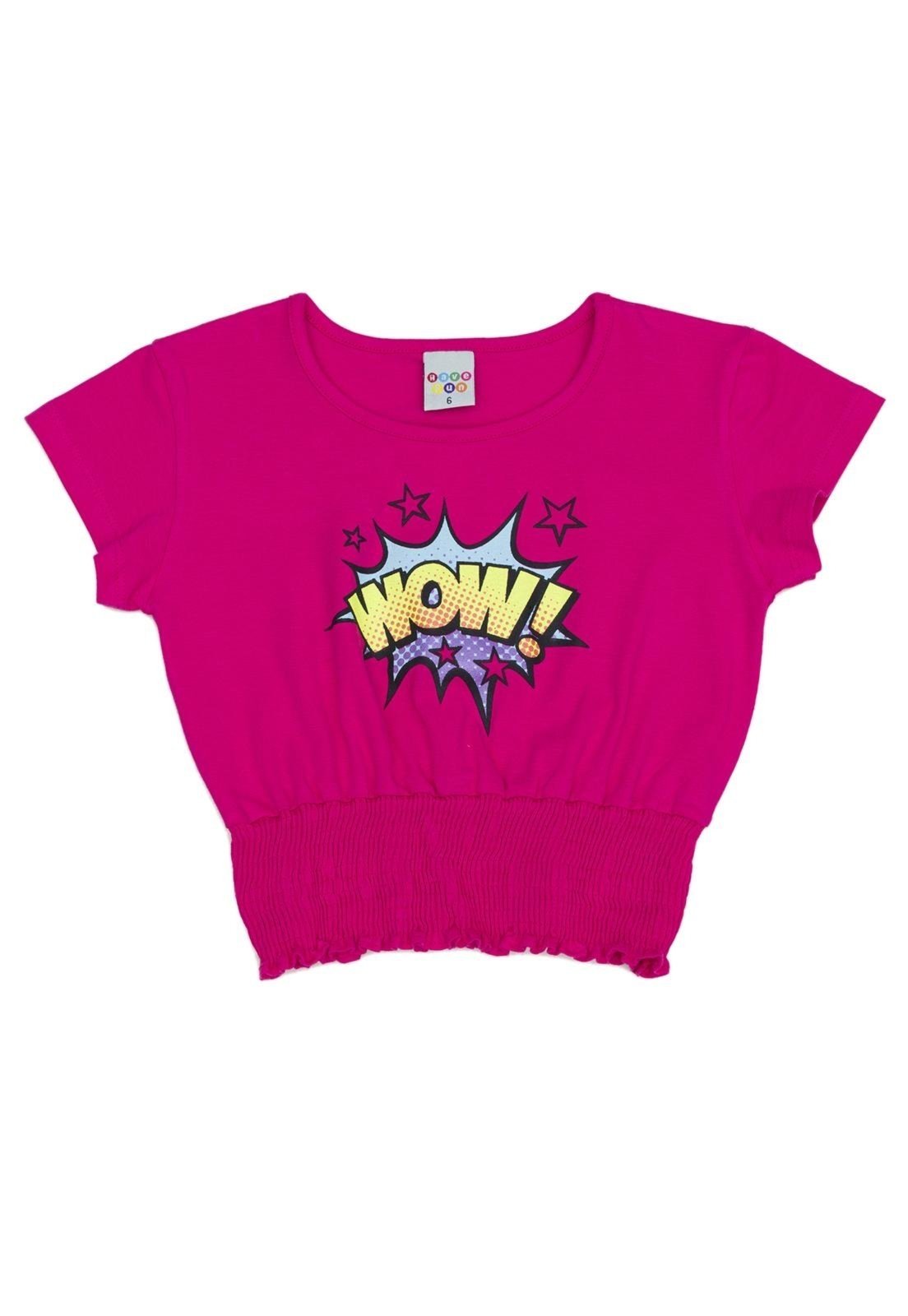 Infantil – Blusa Wow Cotton Rosa Have Fun 4 Rosa