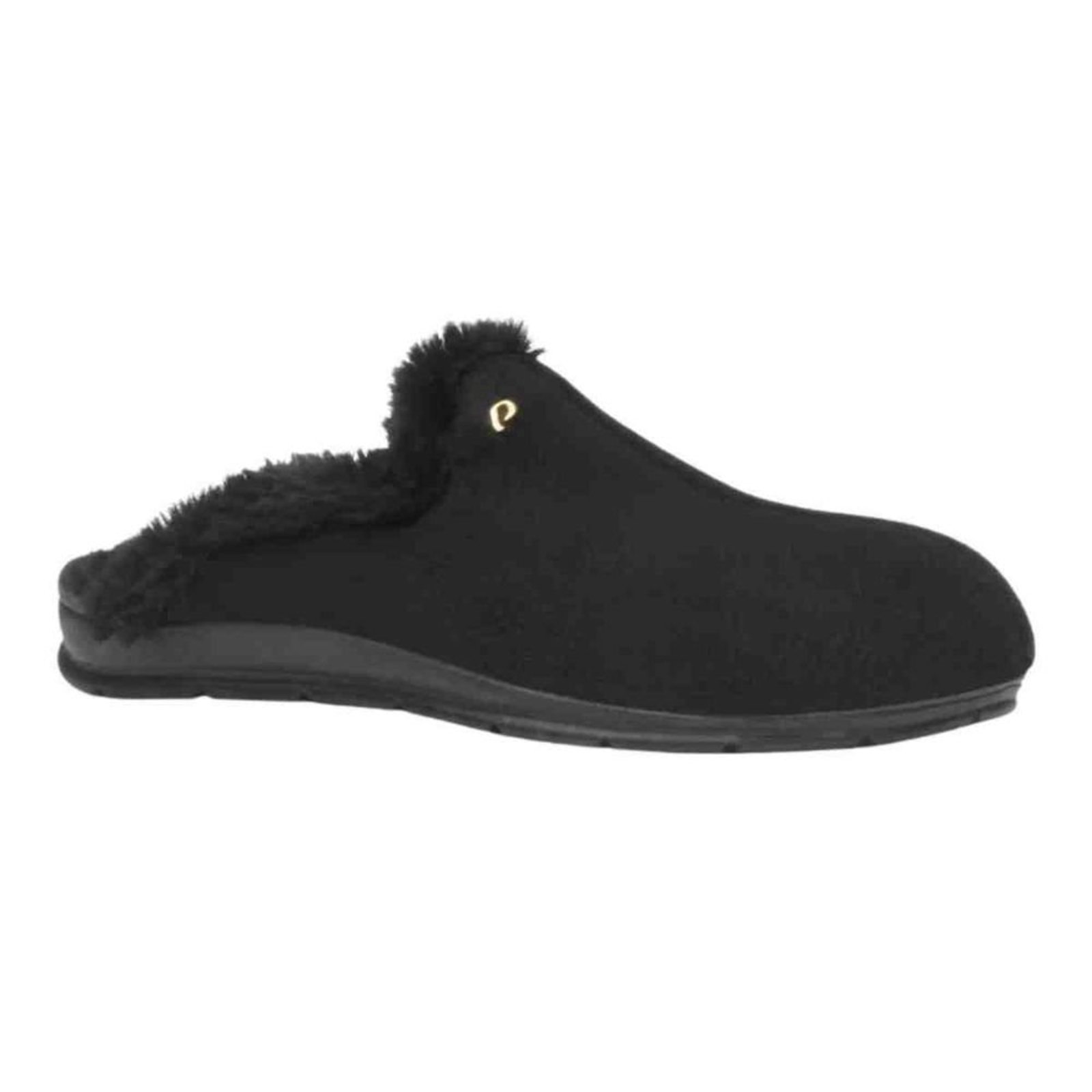 Infantil - Pantufa Feminina Fechado Pegada Em Tecido Preta