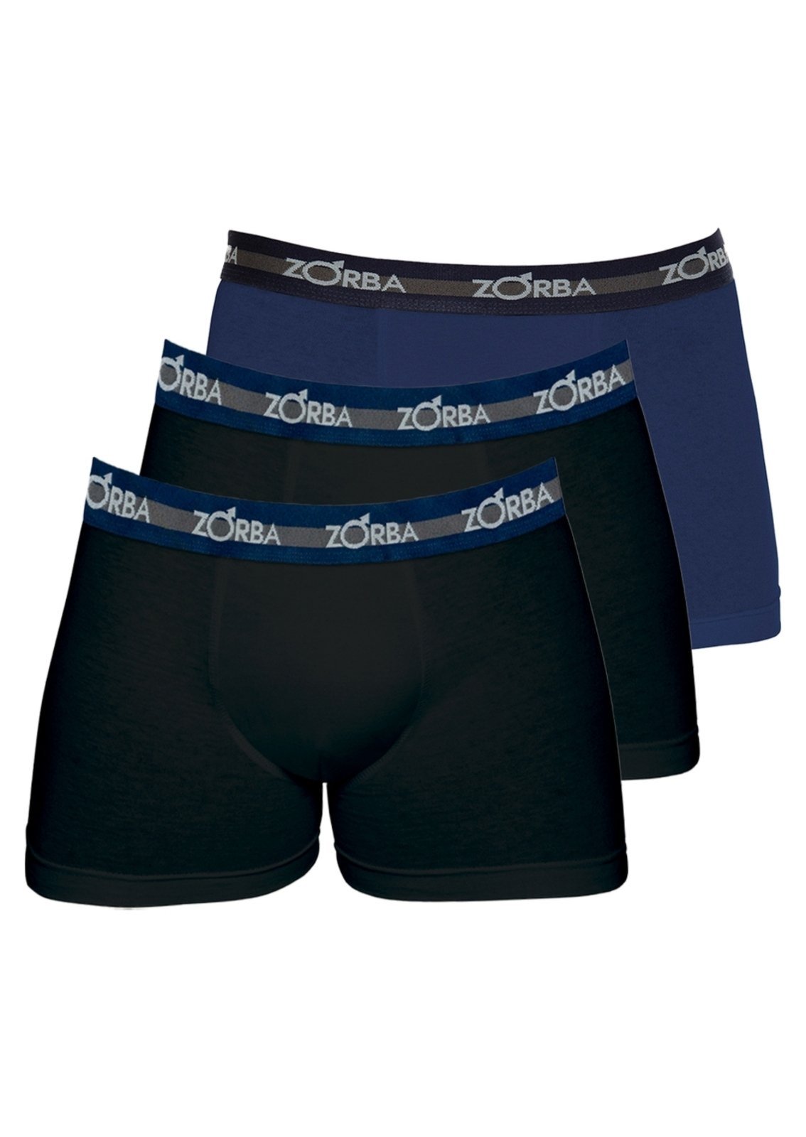 Kit com 3 Cuecas Boxer Zorba 702 Colorido Azul Marinho