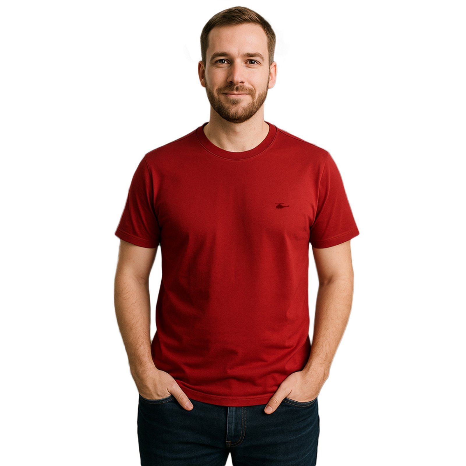 Camiseta Masculina Sallo Gola O Básica Premium Vinho Galileia