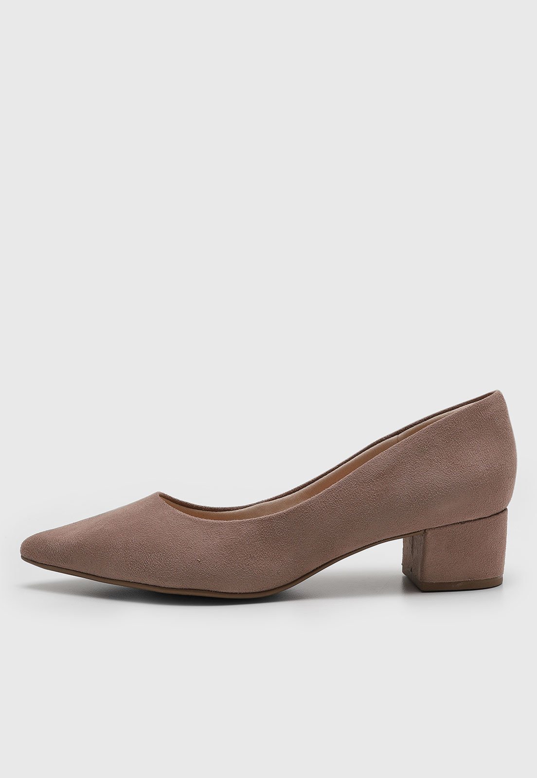 Scarpin Feminino cê Salto Baixo Bico Fino Nude