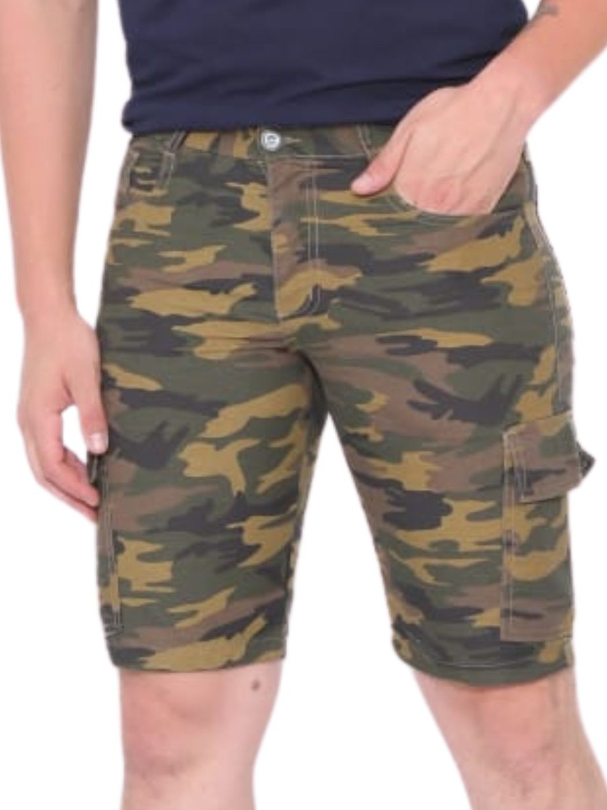 Bermuda Masculina Cargo Jeans Loka Camuflado Tatica