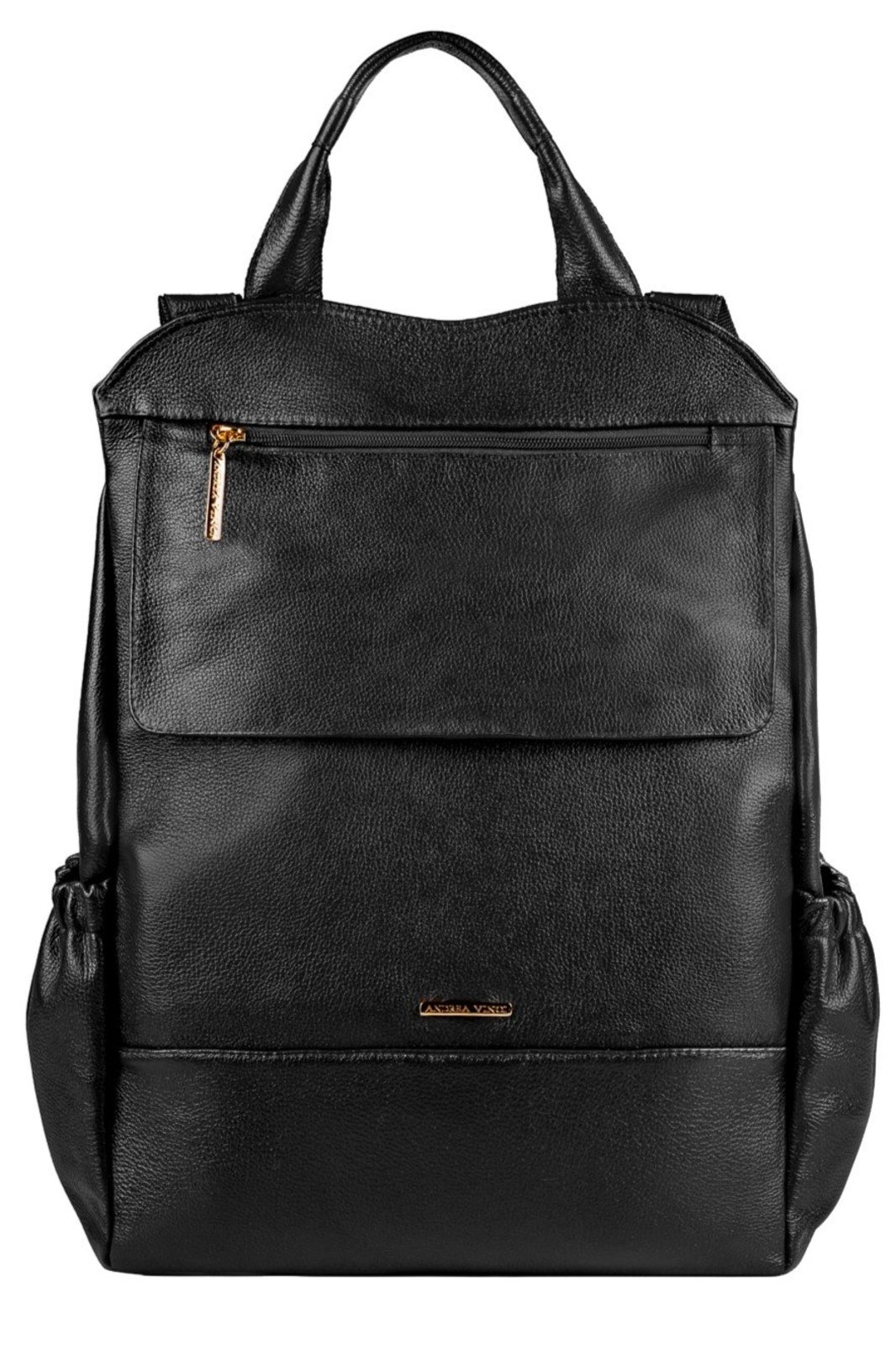 Mochila antifurto grande de couro liso Suzana – Preto