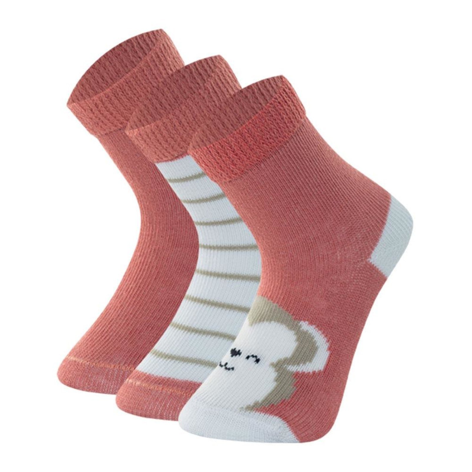 Vista 2 Infantil - Kit 3 Pares Meia Mash Algodão Estampada Punho rosa MASH rosa