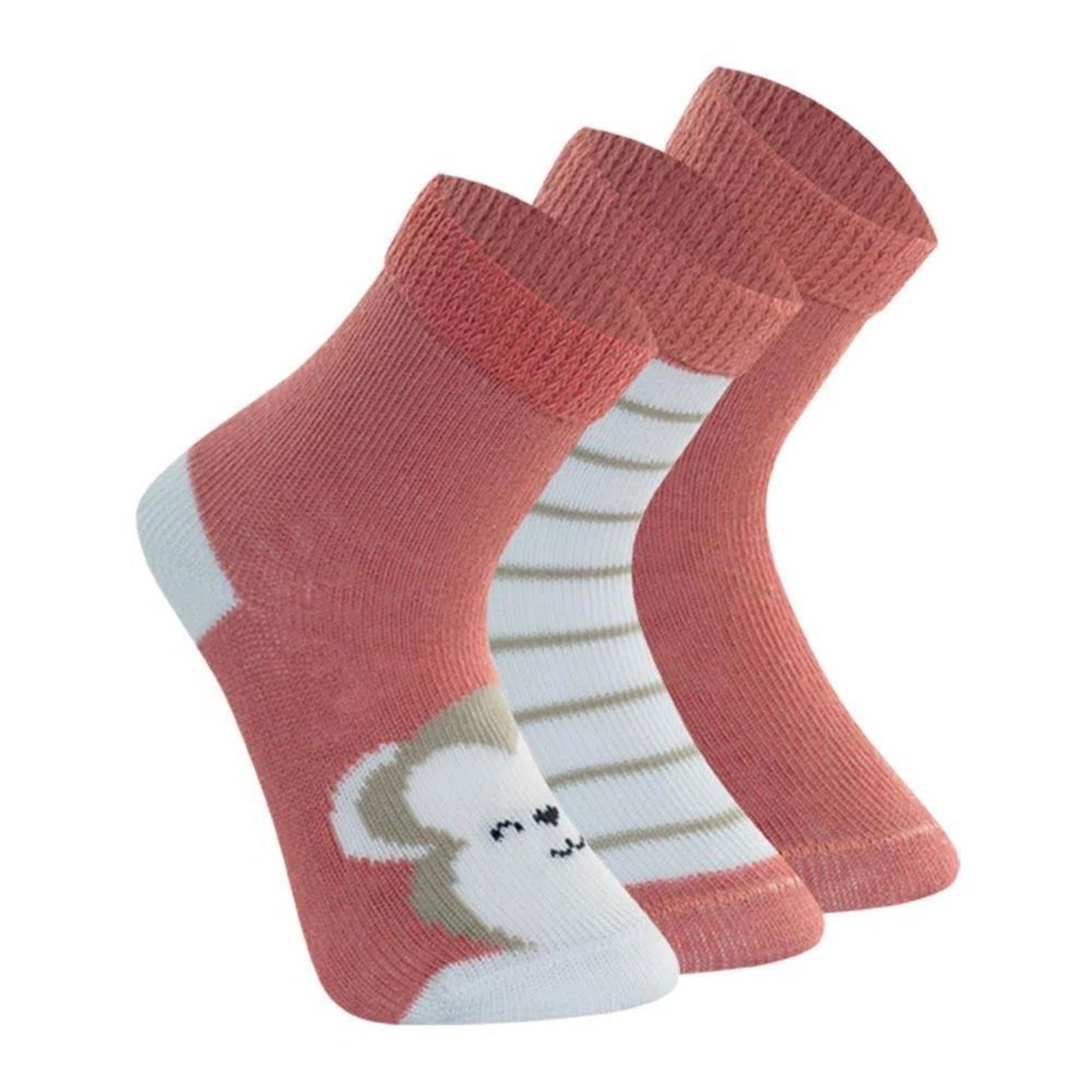 Vista 3 Infantil - Kit 3 Pares Meia Mash Algodão Estampada Punho rosa MASH rosa