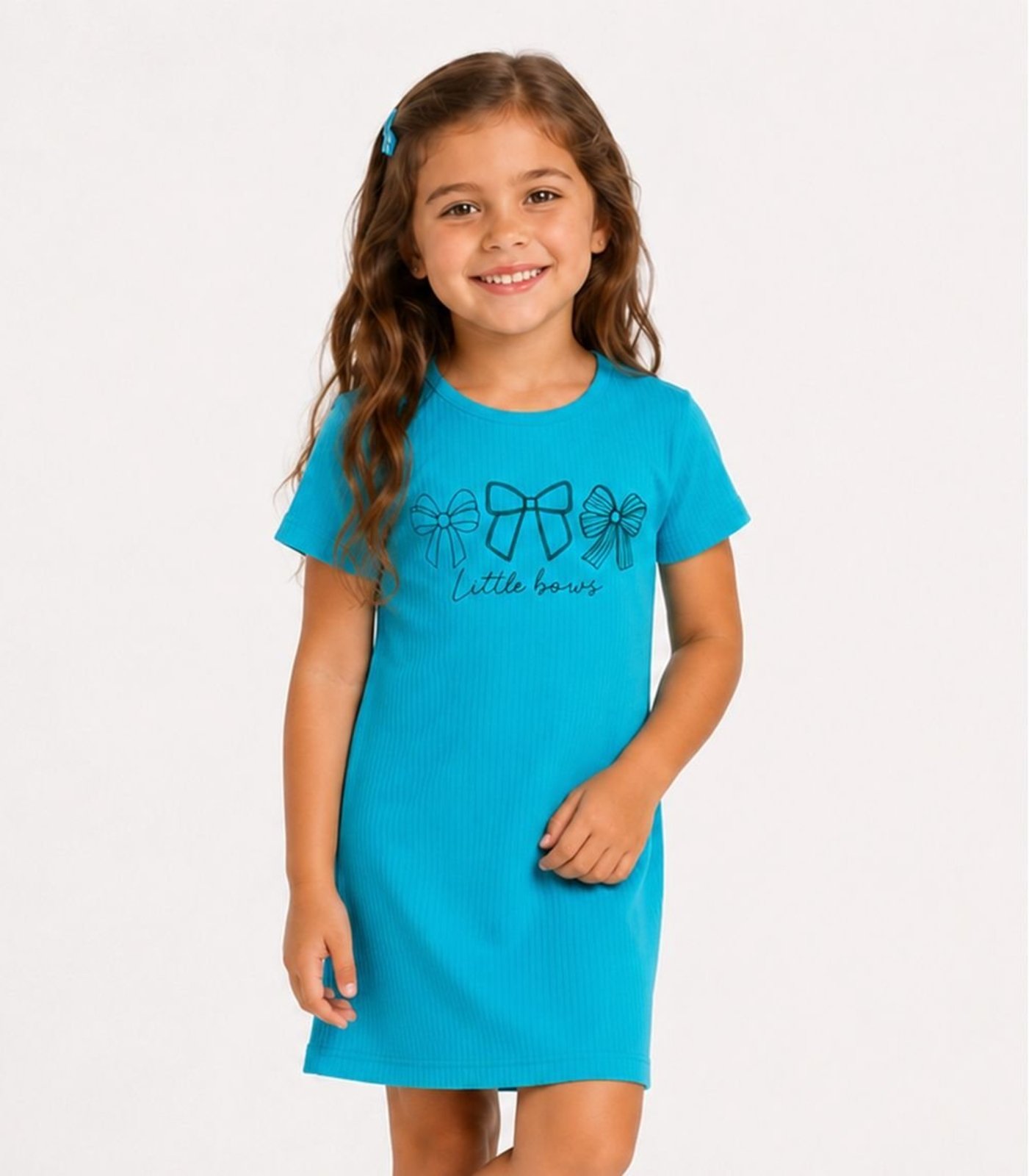 Infantil - Vestido Ribana Canelada E Estampa Select Azul