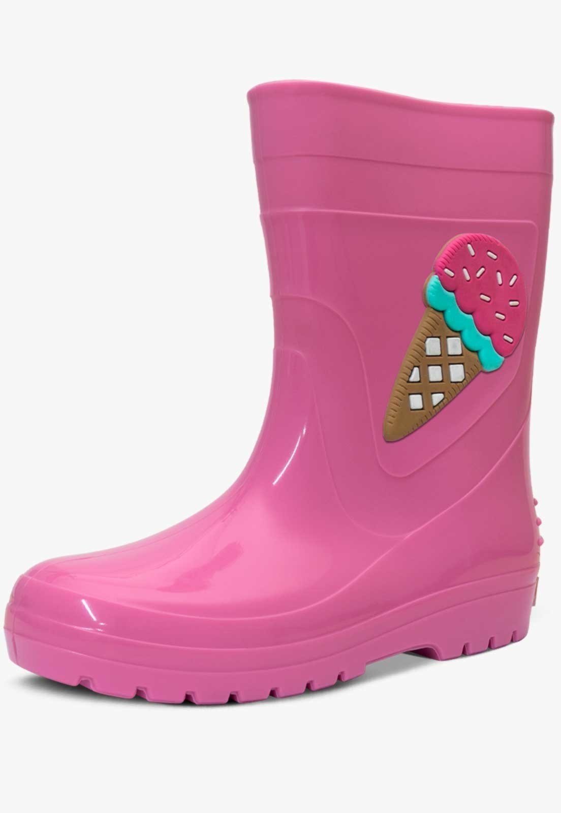 Vista 2 Infantil - Bota Galocha Feminina Pópidi Sorvete preto Pópidí preto