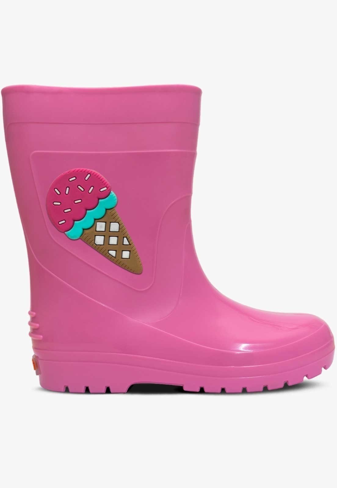 Vista 3 Infantil - Bota Galocha Feminina Pópidi Sorvete preto Pópidí preto