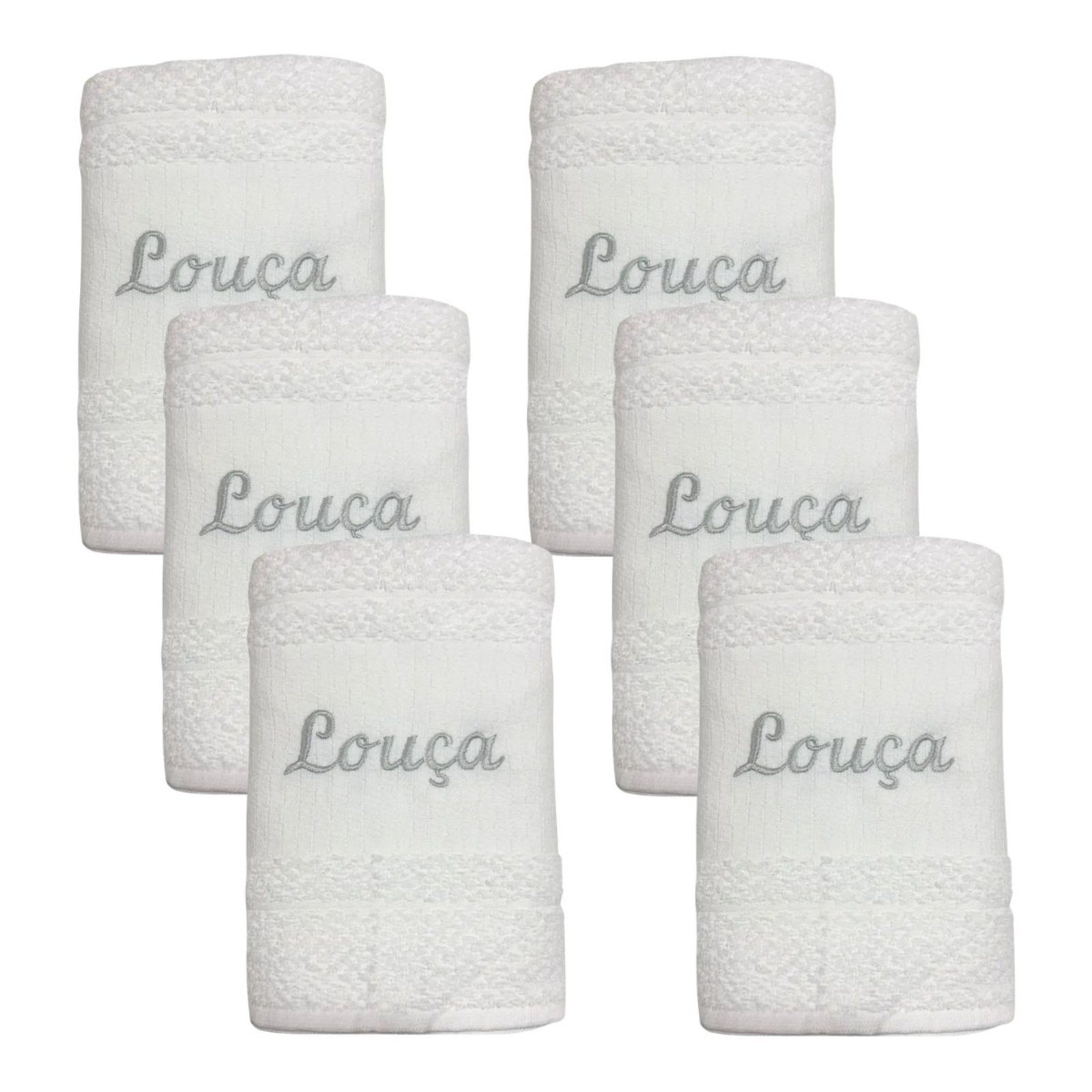 Kit 6 Panos Copa Prato Dohler Atoalhado Cozinha Louça Branco Cinza