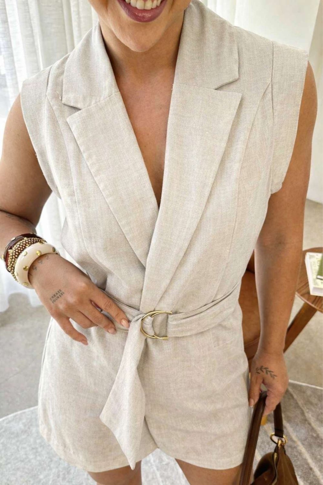 Colete Vanibele Linho Nude