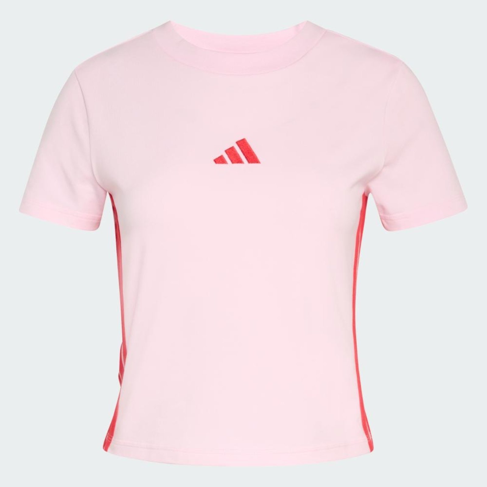 Vista 3 Camiseta Baby Look Essentials Três Listras Slim adidas Sportswear rosa rosa
