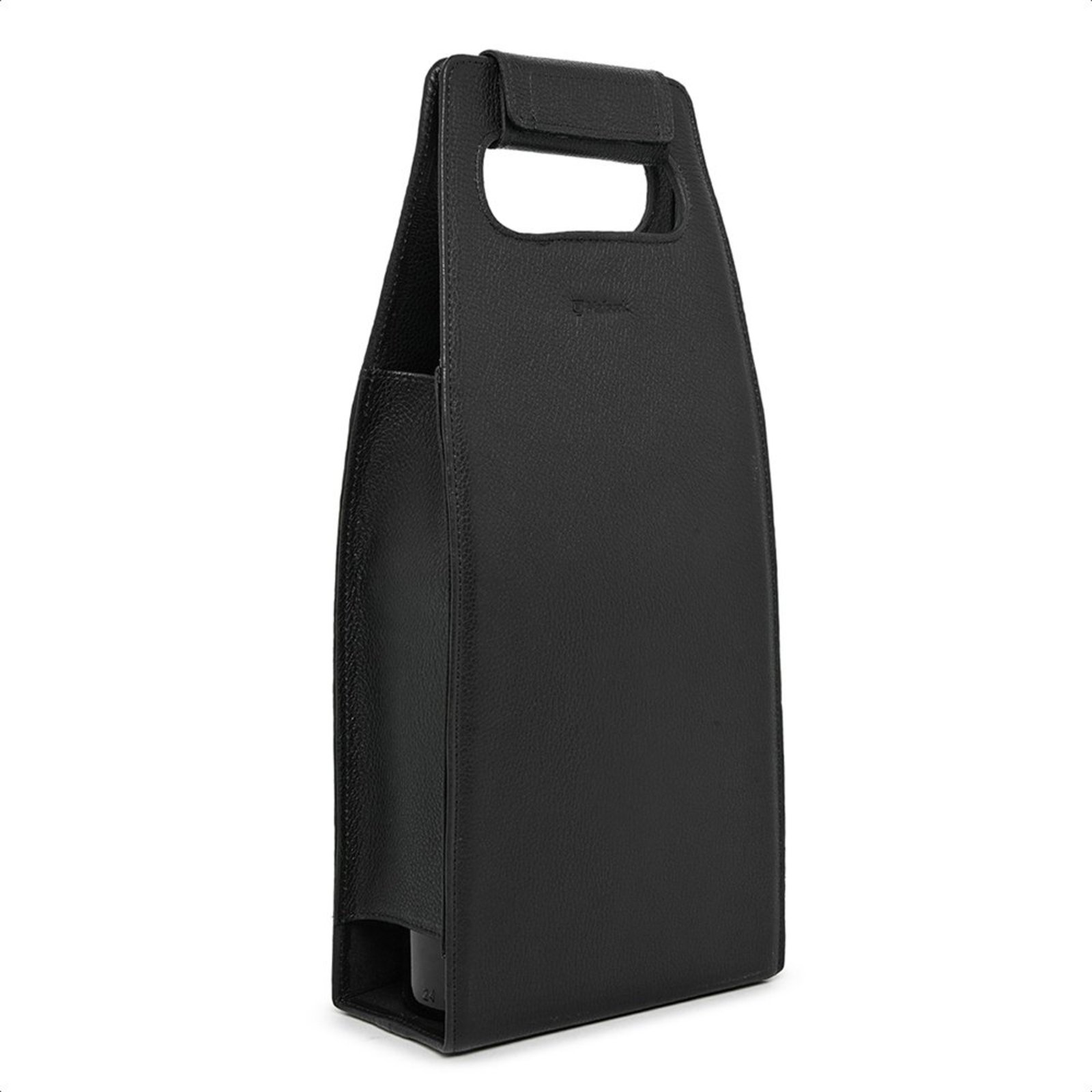 Porta Vinho Malbork Preto em Couro Legítimo para 2 Garrafas PVP